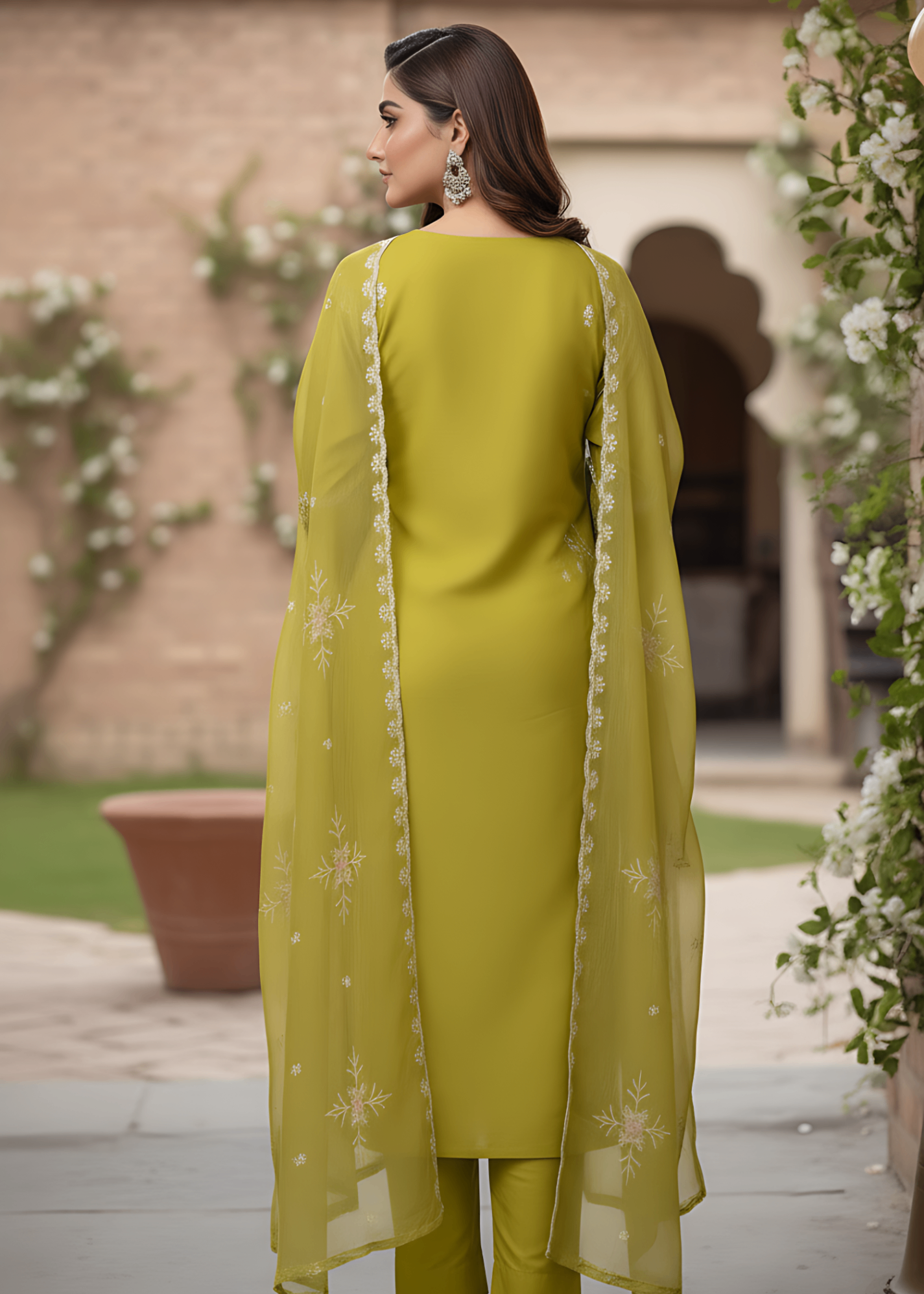 organza Kurta Set in Mellow yellow
