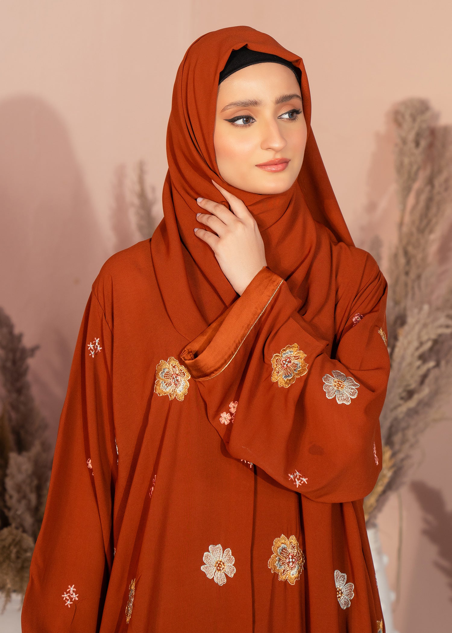 chiffon Abaya in Orange