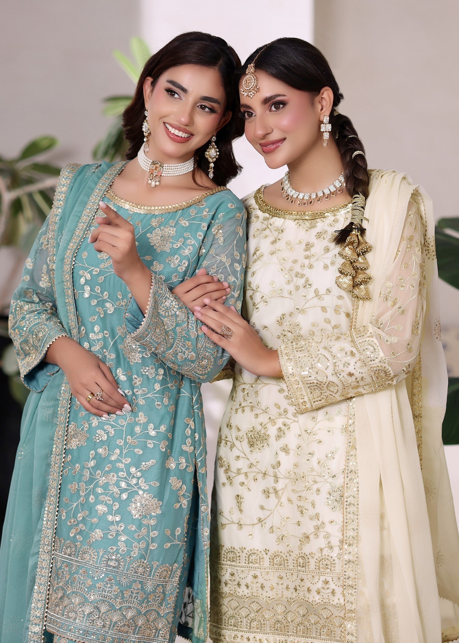 chiffon Gharara in Off-white