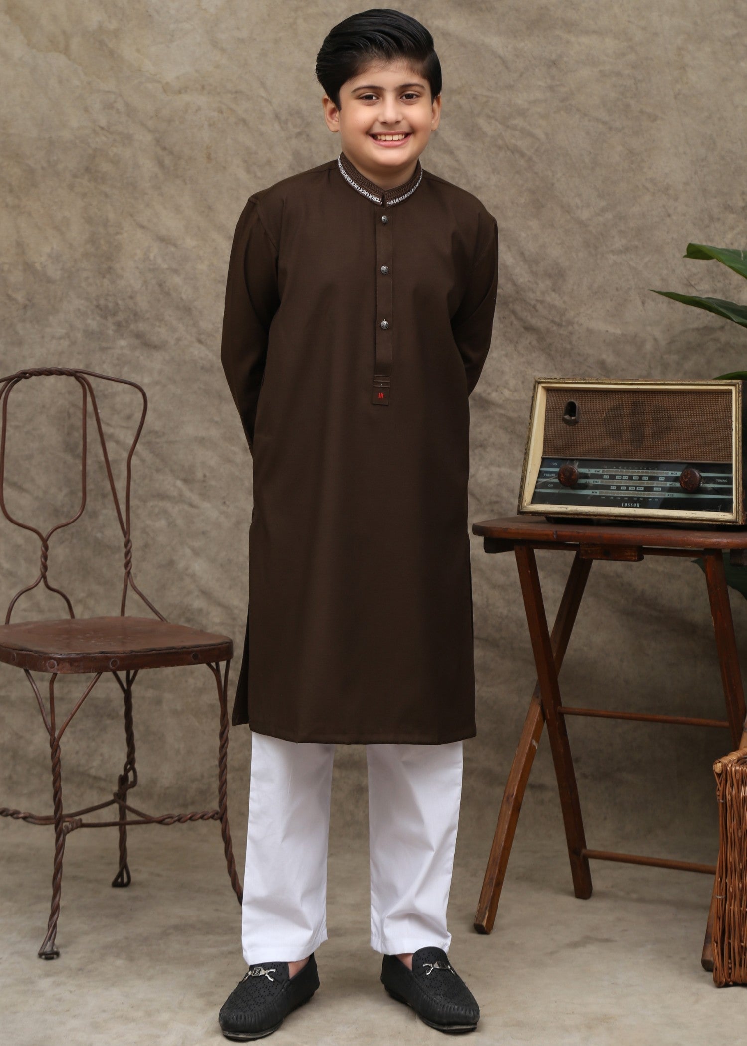wash & wear Kurta in Brown