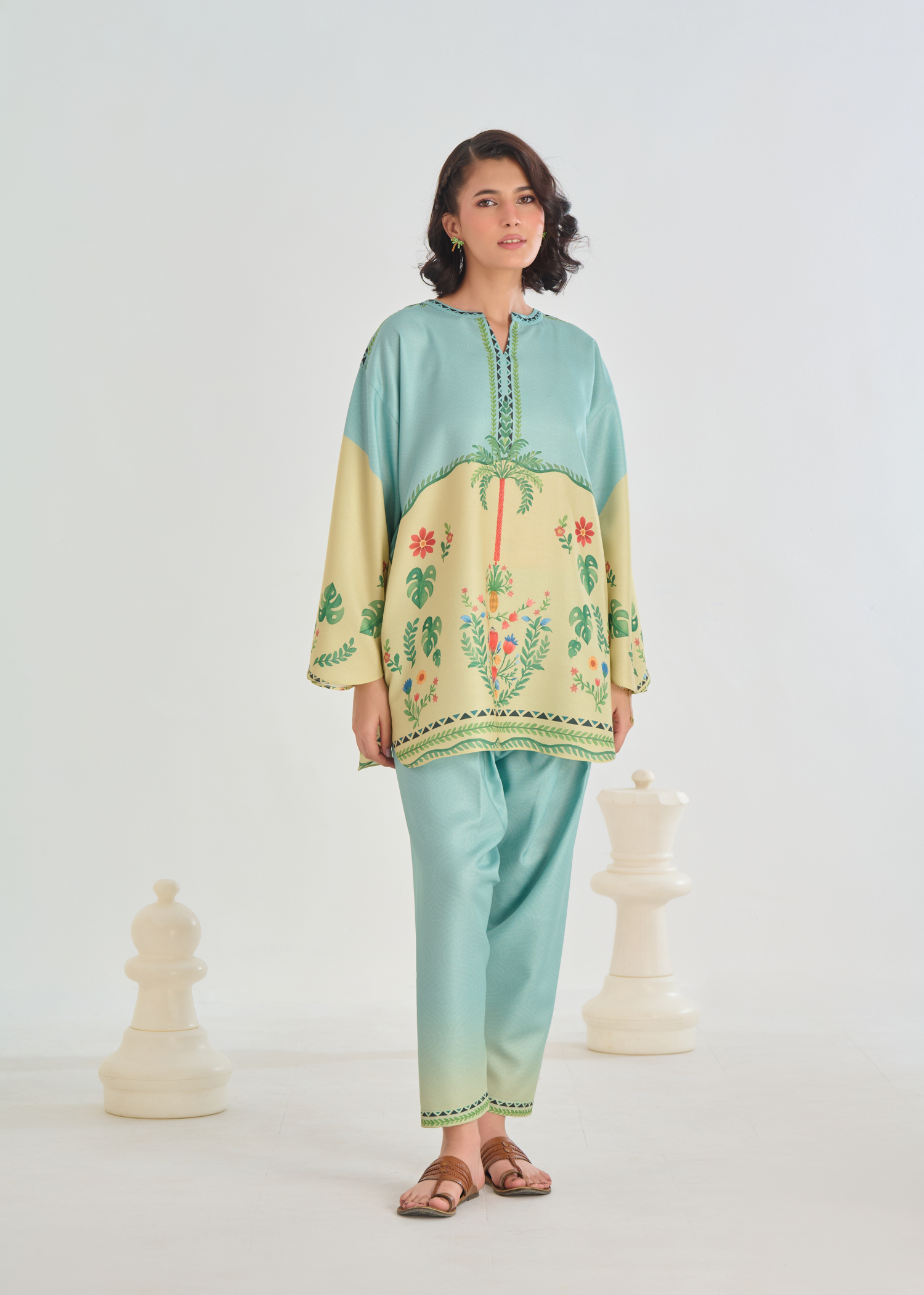 herringbone Kurta Set in Multi