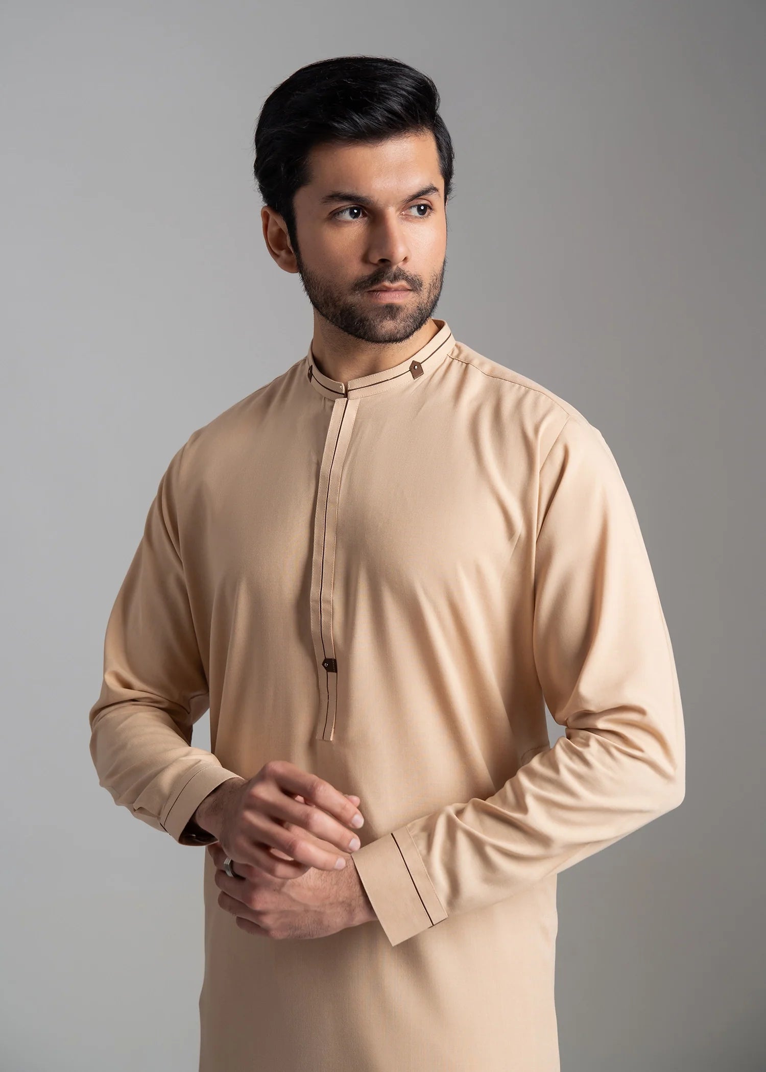 wash & wear Shalwar Kameez in Beige by Black Pearl