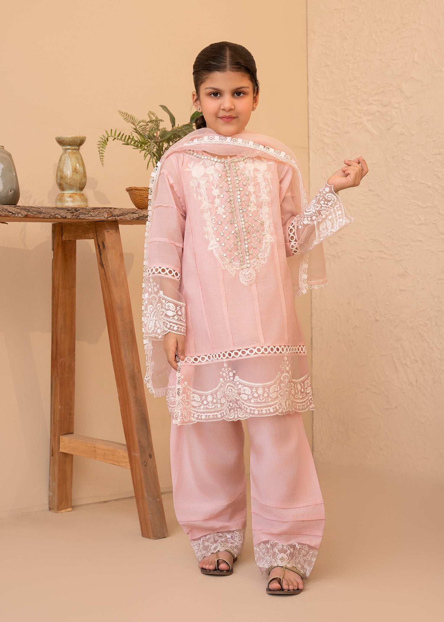 cotton silk Kurta Set in Baby pink