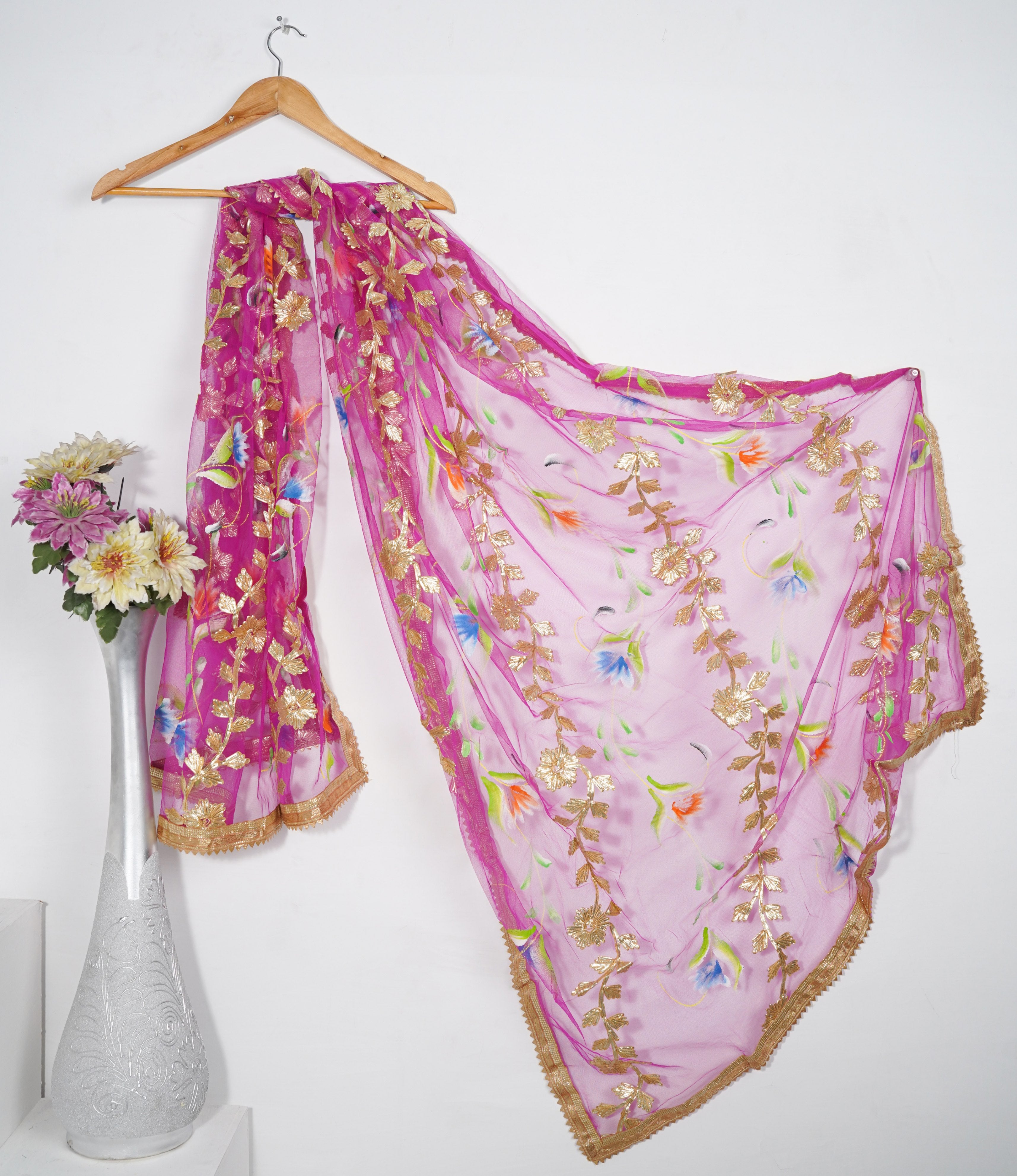 Dupatta in Shocking pink