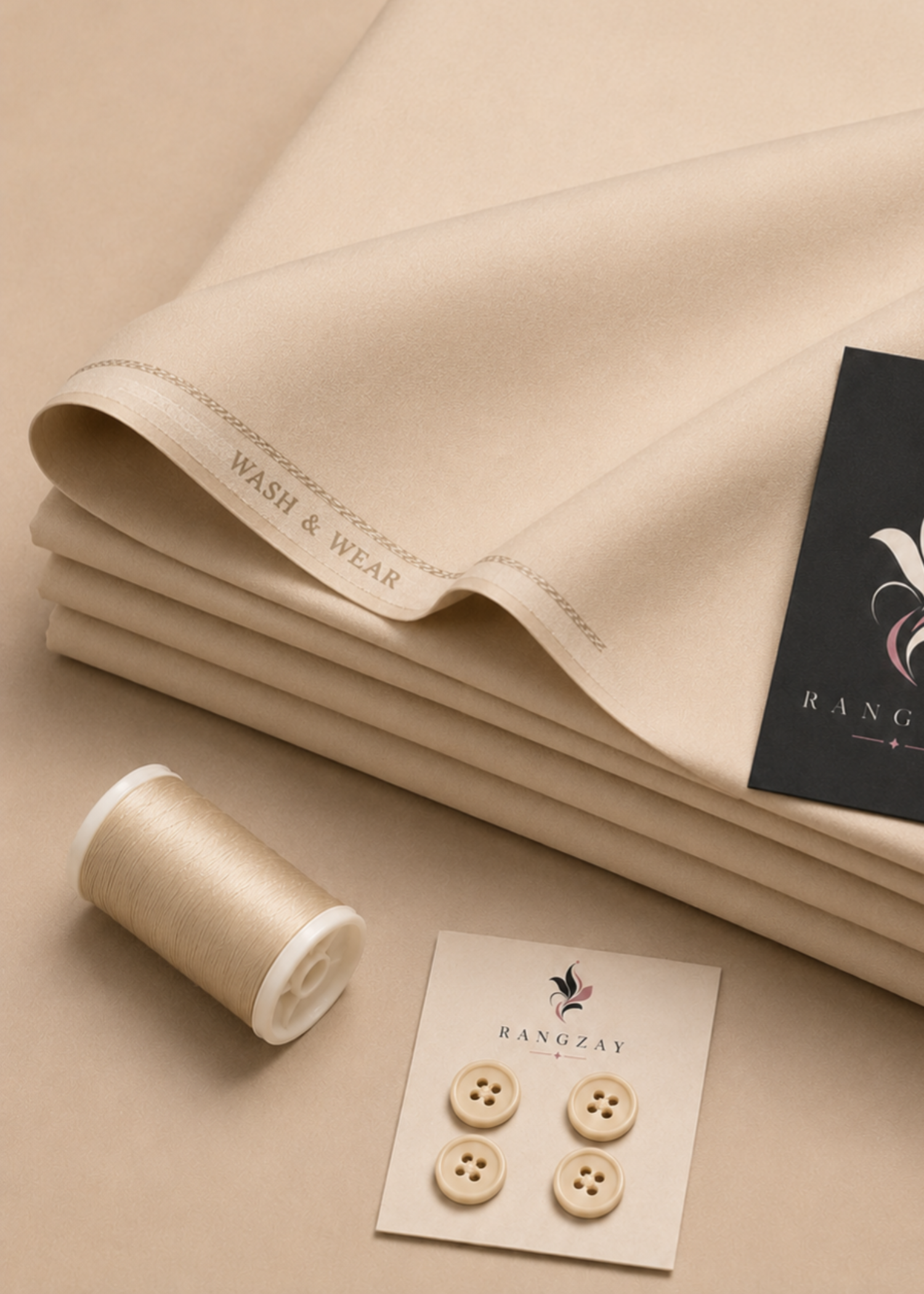 wash & wear Unstitched in Beige