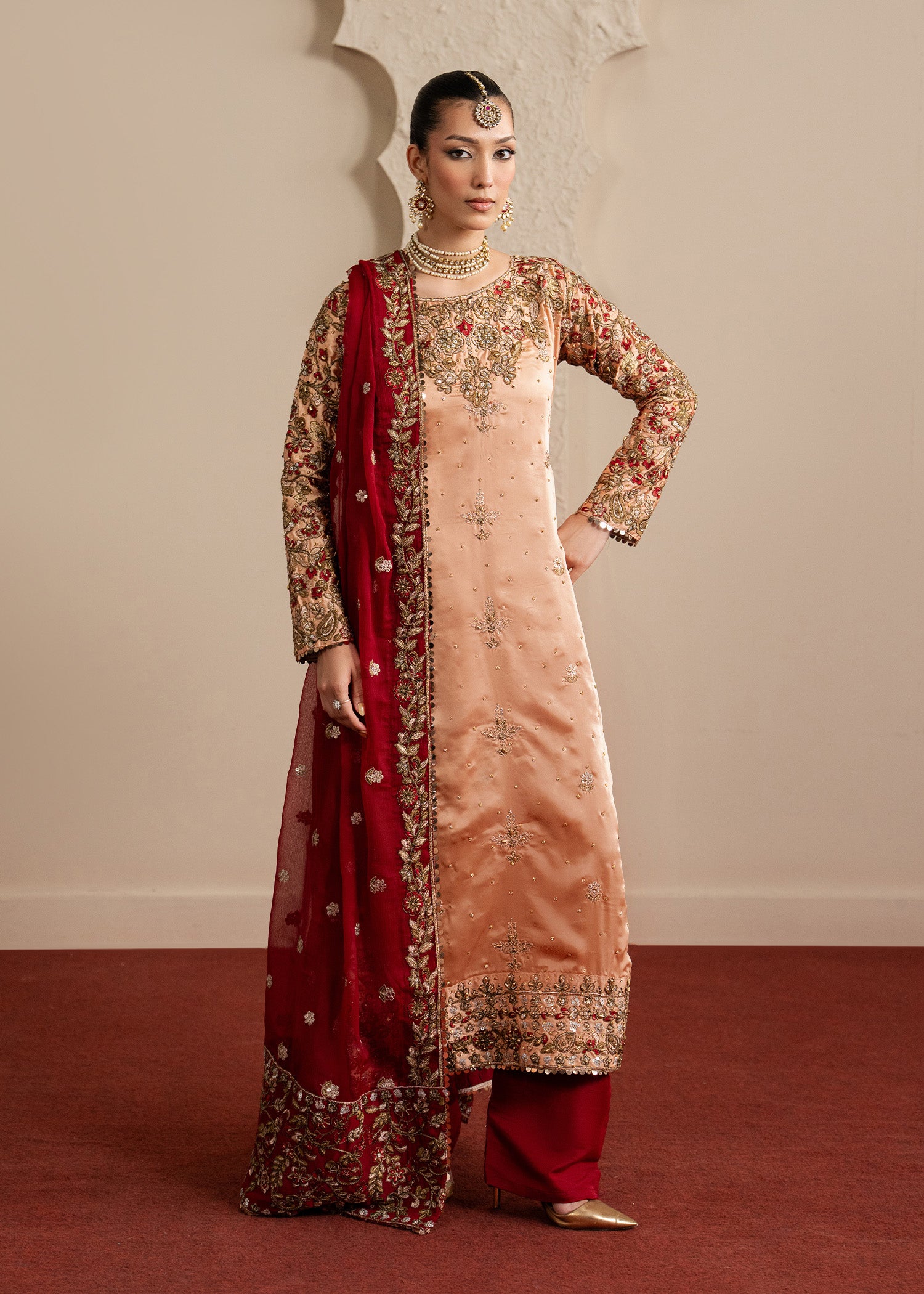charmuse/shamooz Kurta Set in Peach orange