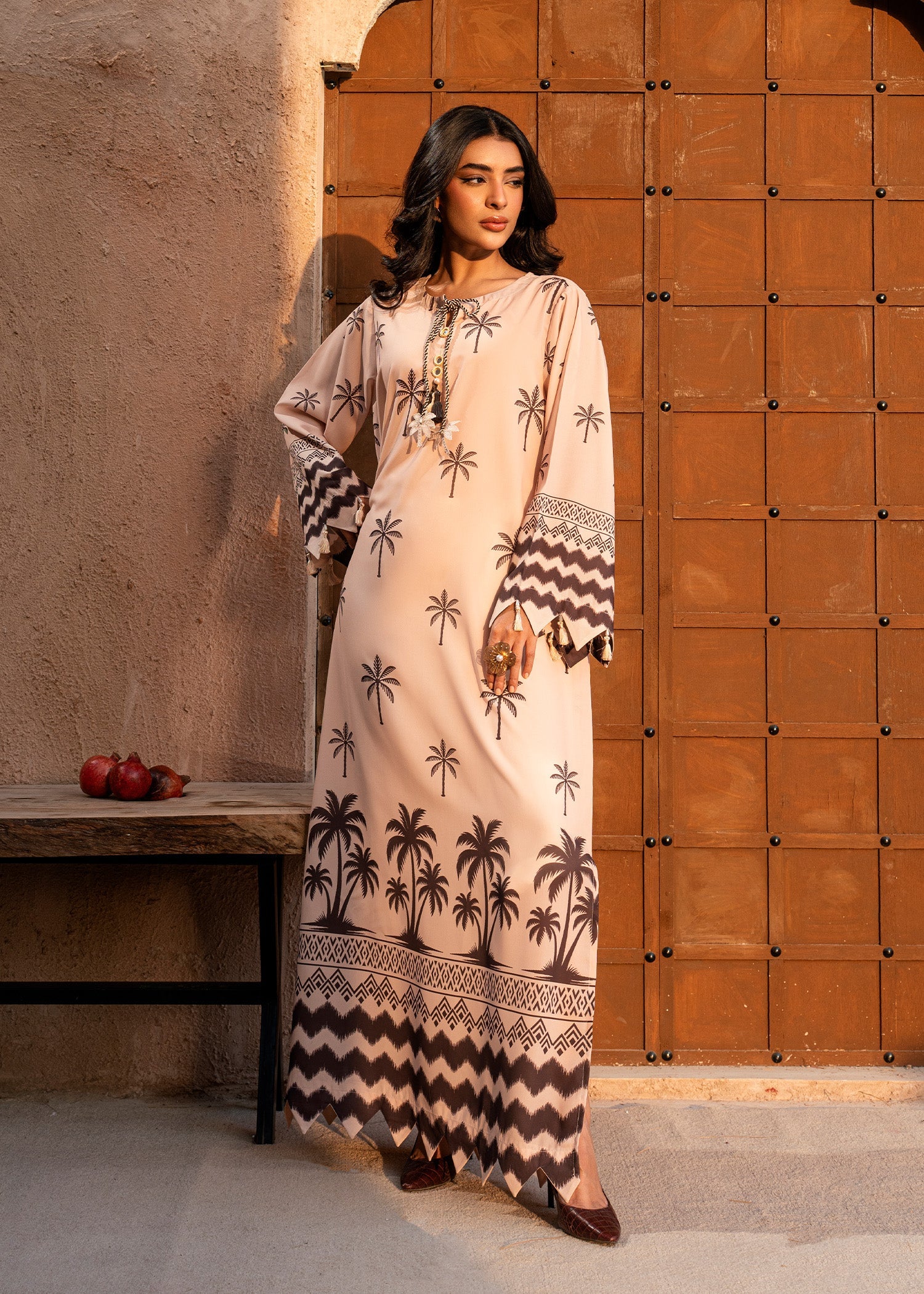 crepe Kaftan in Cream