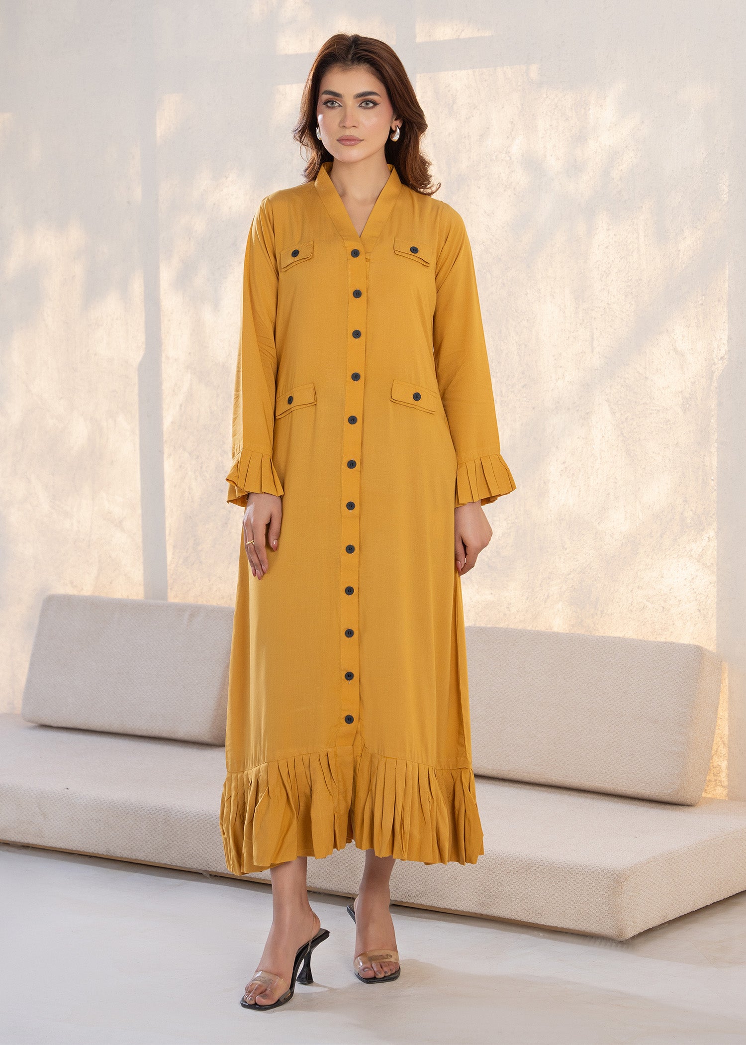 linen Dress in Mustard
