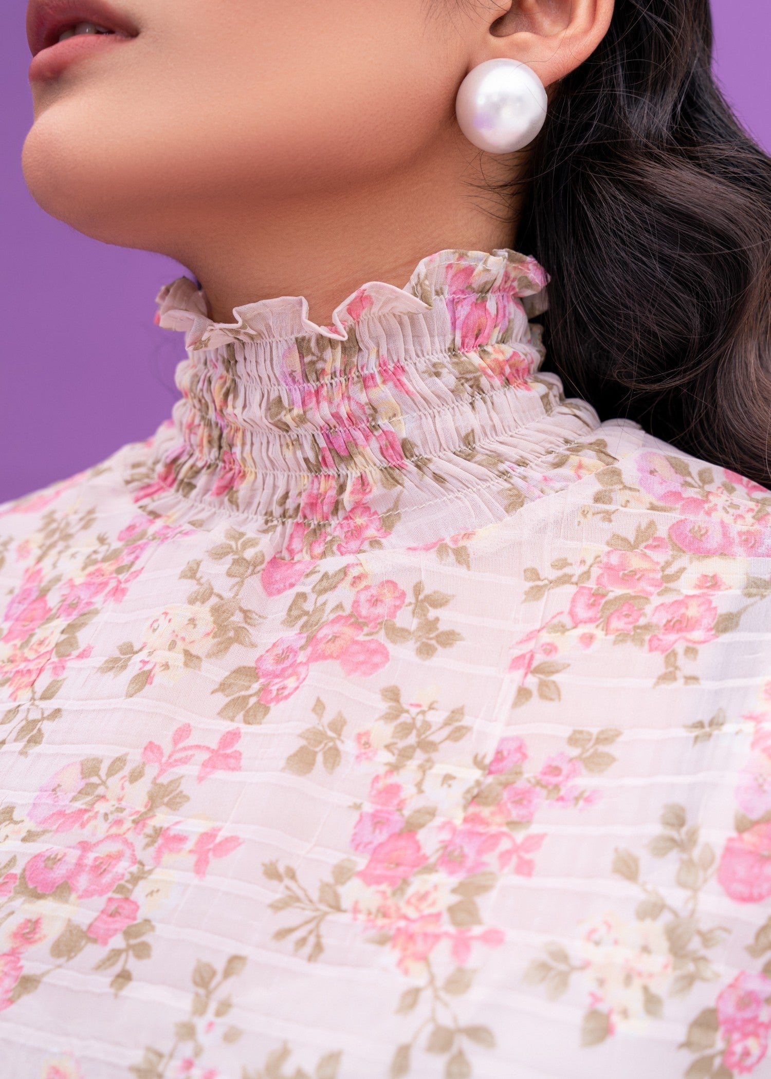 bemberg georgette chiffon Top in Pastel pink