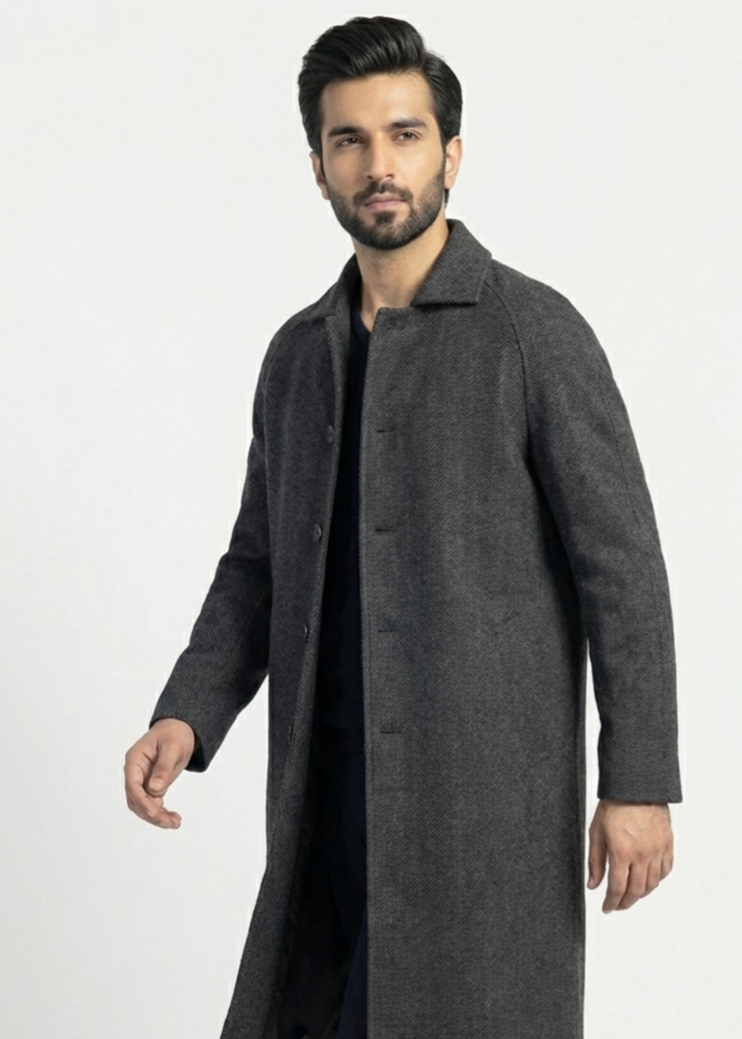 herringbone Coat in Graphite