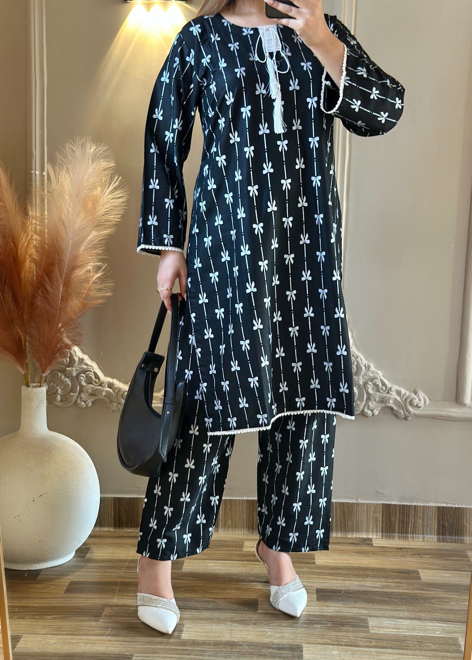 arabic lawn Co Ord Sets in Black