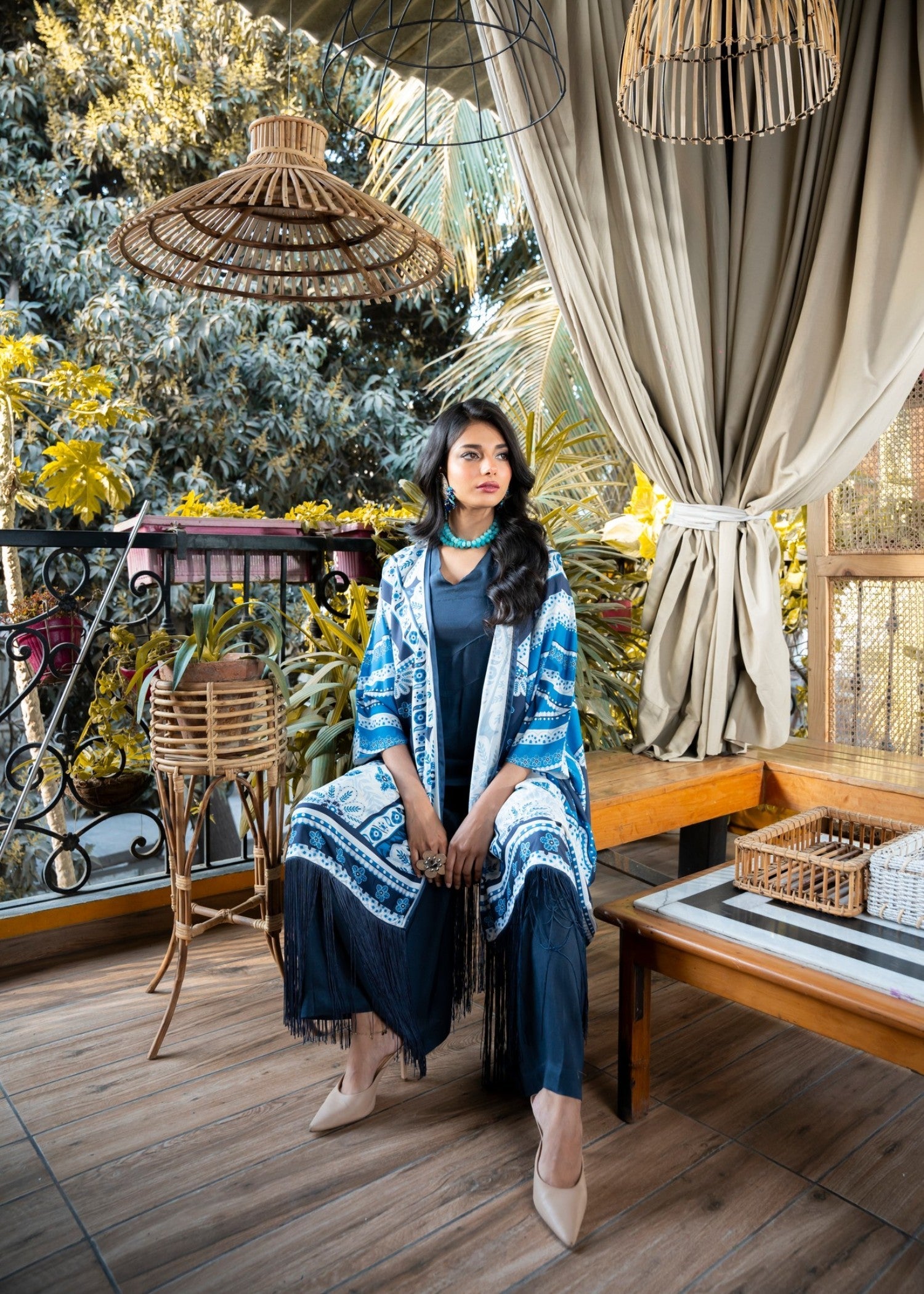 silk Gown in Blue