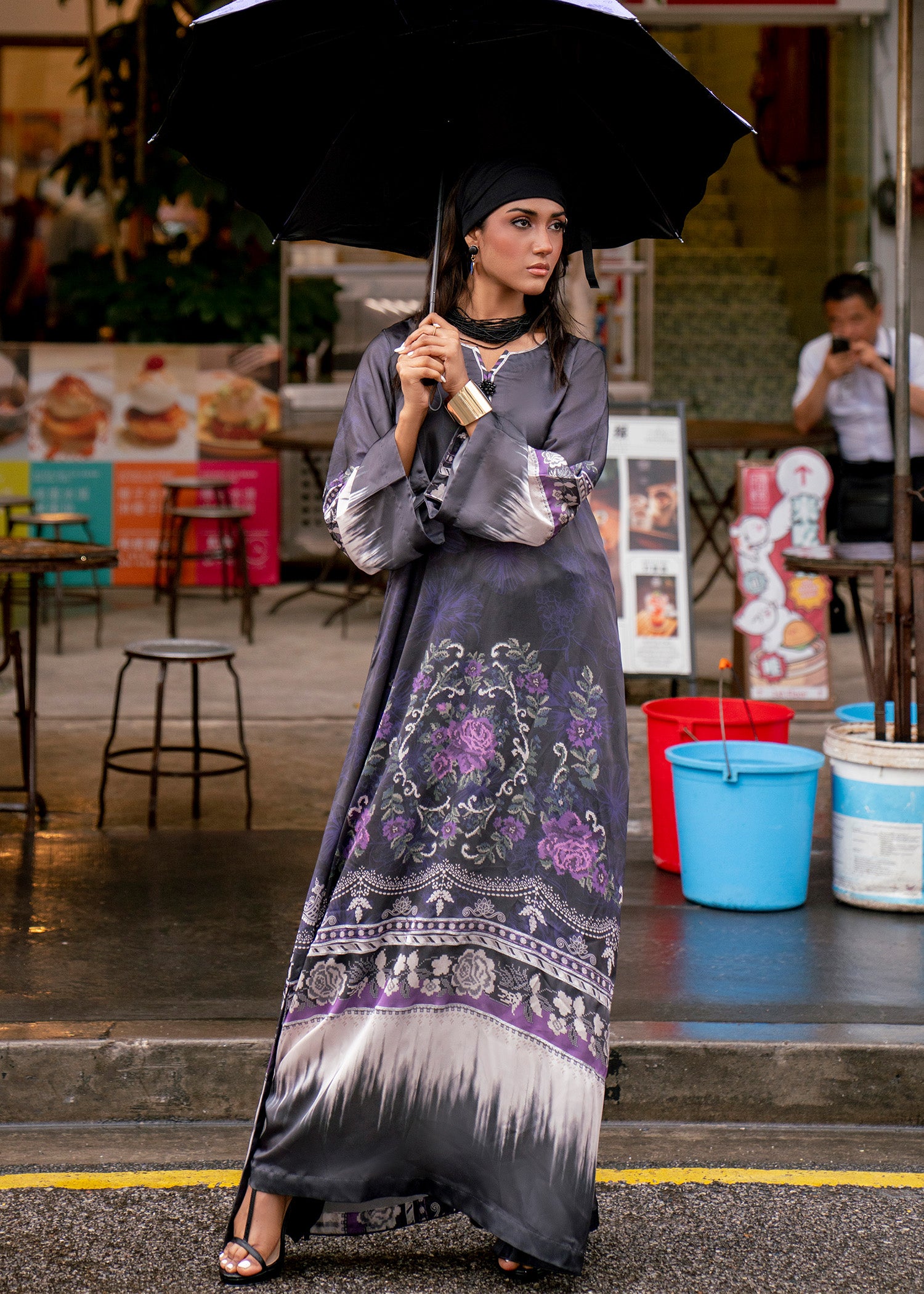 charmuse/shamooz Kaftan in Charcoal