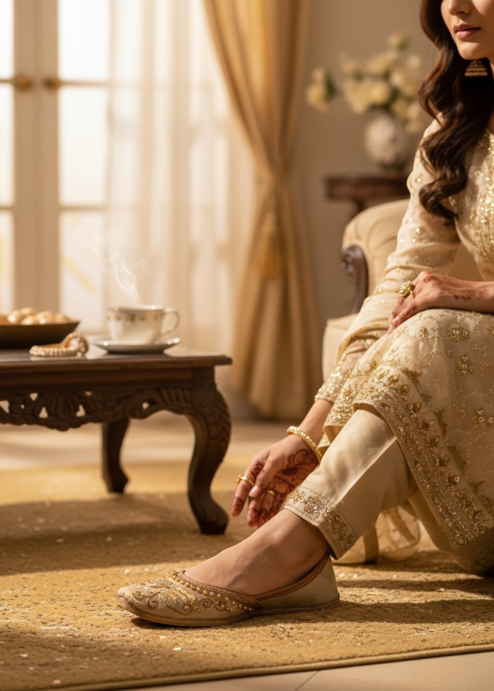 Khussa in Beige by - High Quality Women Khussa CXM0580