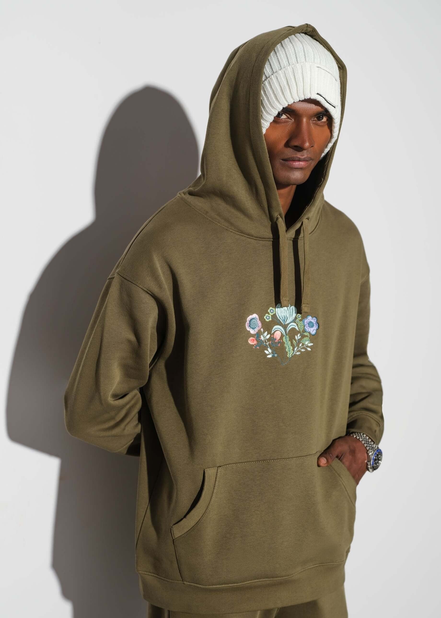 fleece Hoodie in Sage green