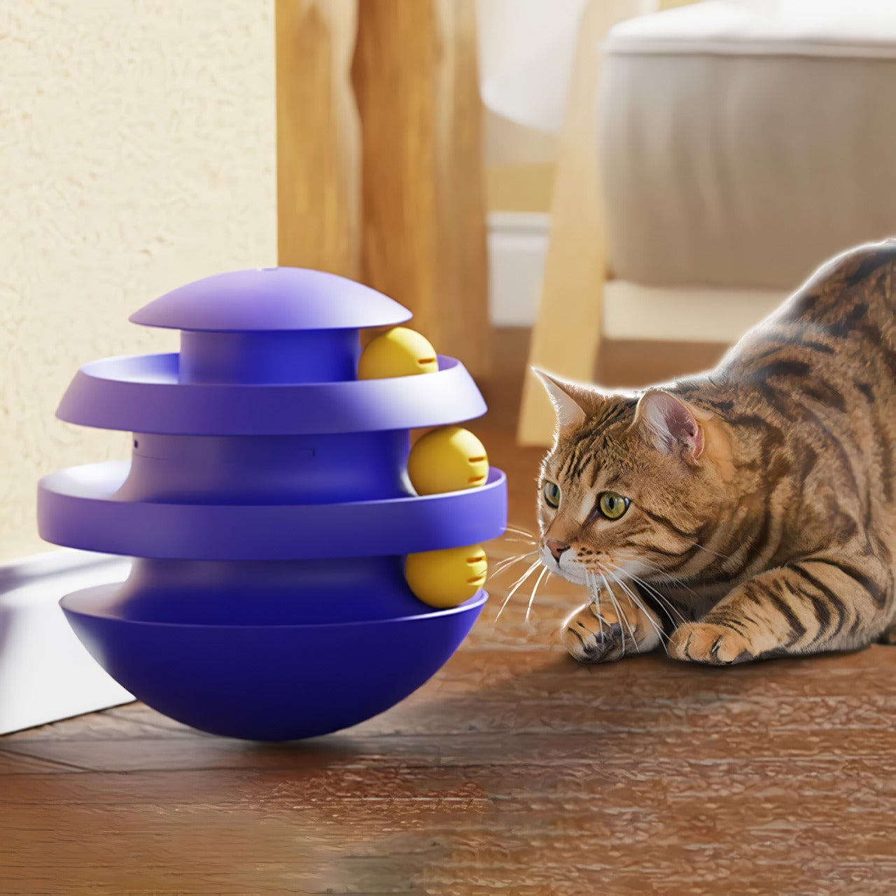 3-Layer Funny Cat Tumbler Toy with Balls