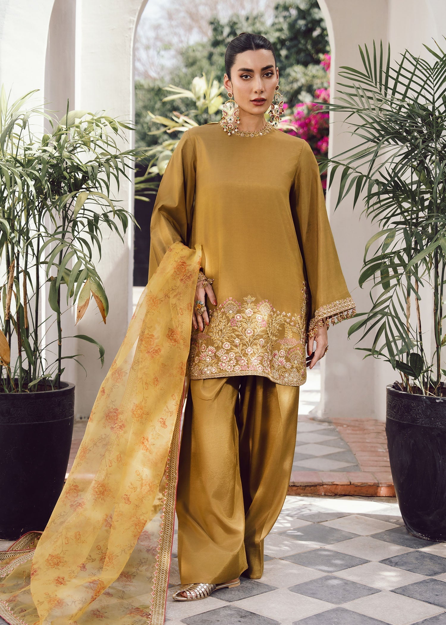 pk raw silk Kurta Set in Olive green