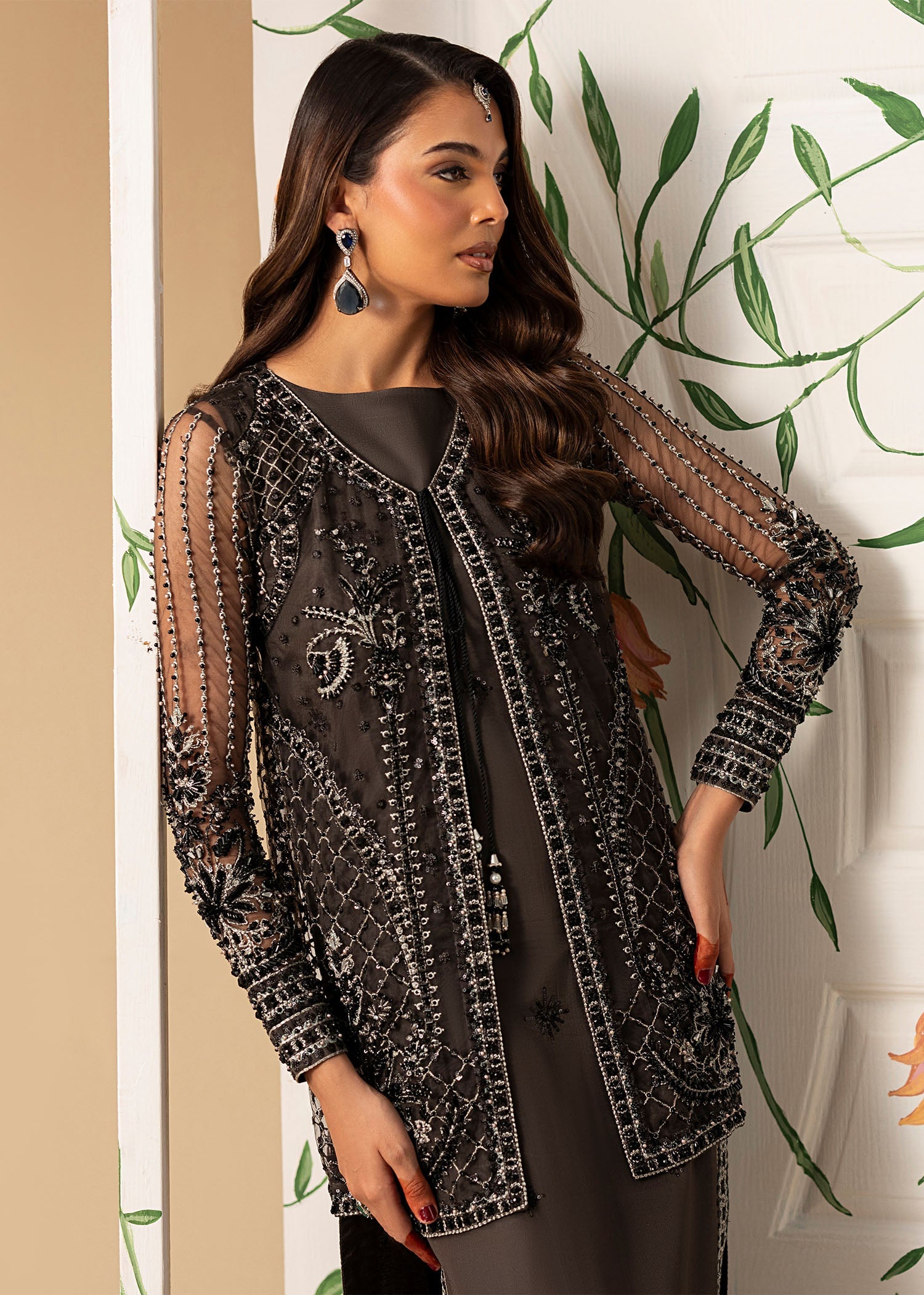 net Jacket in Charcoal black