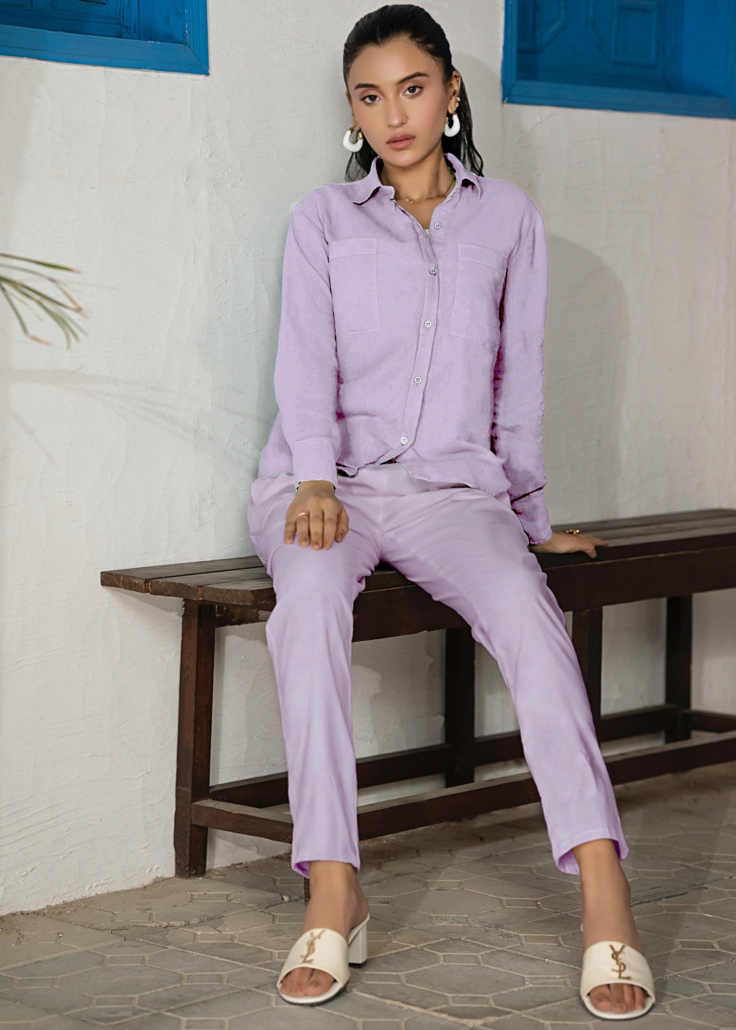 cotton Co Ord Sets in Lavender mist