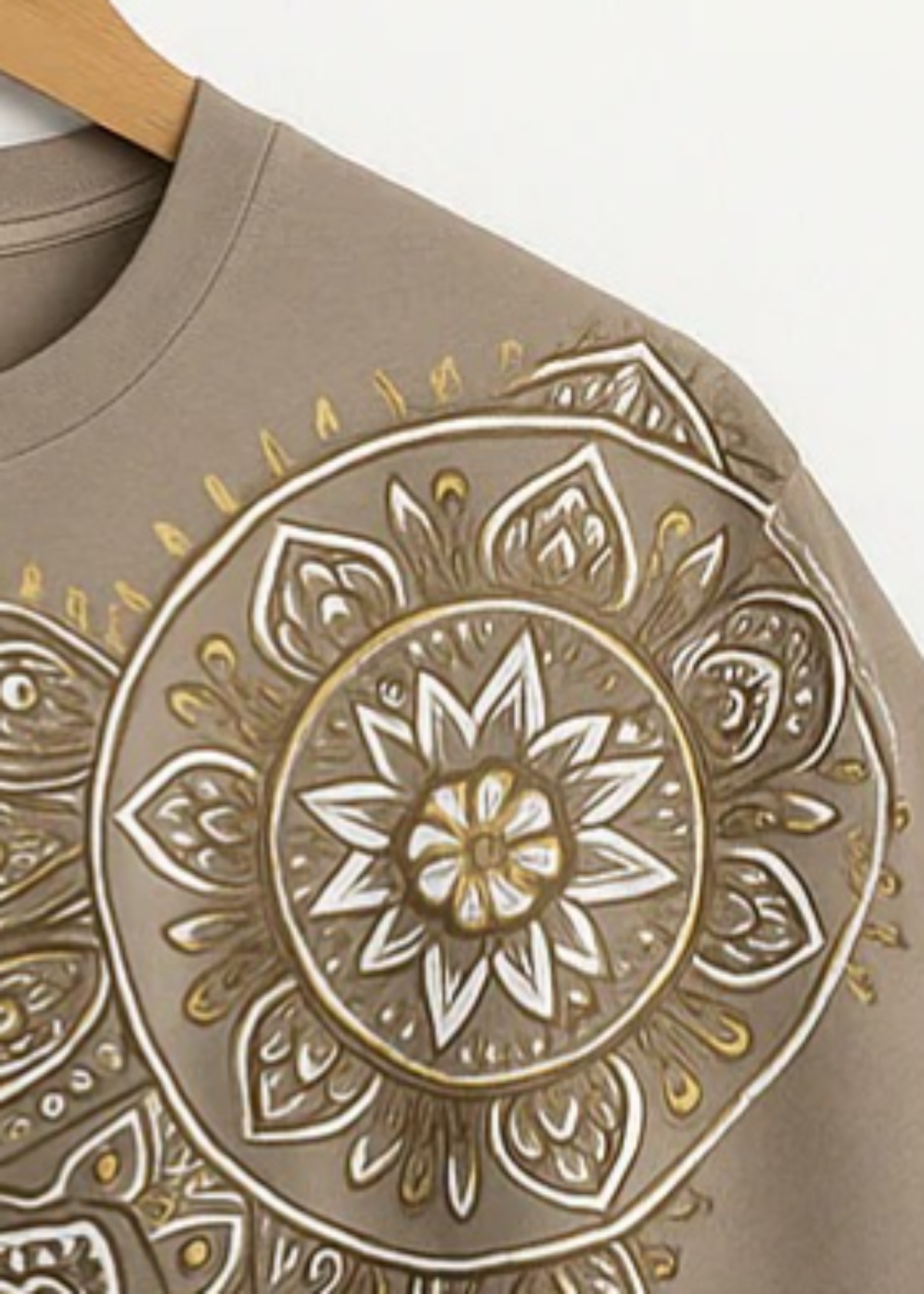 polycotton T Shirt in Camel brown