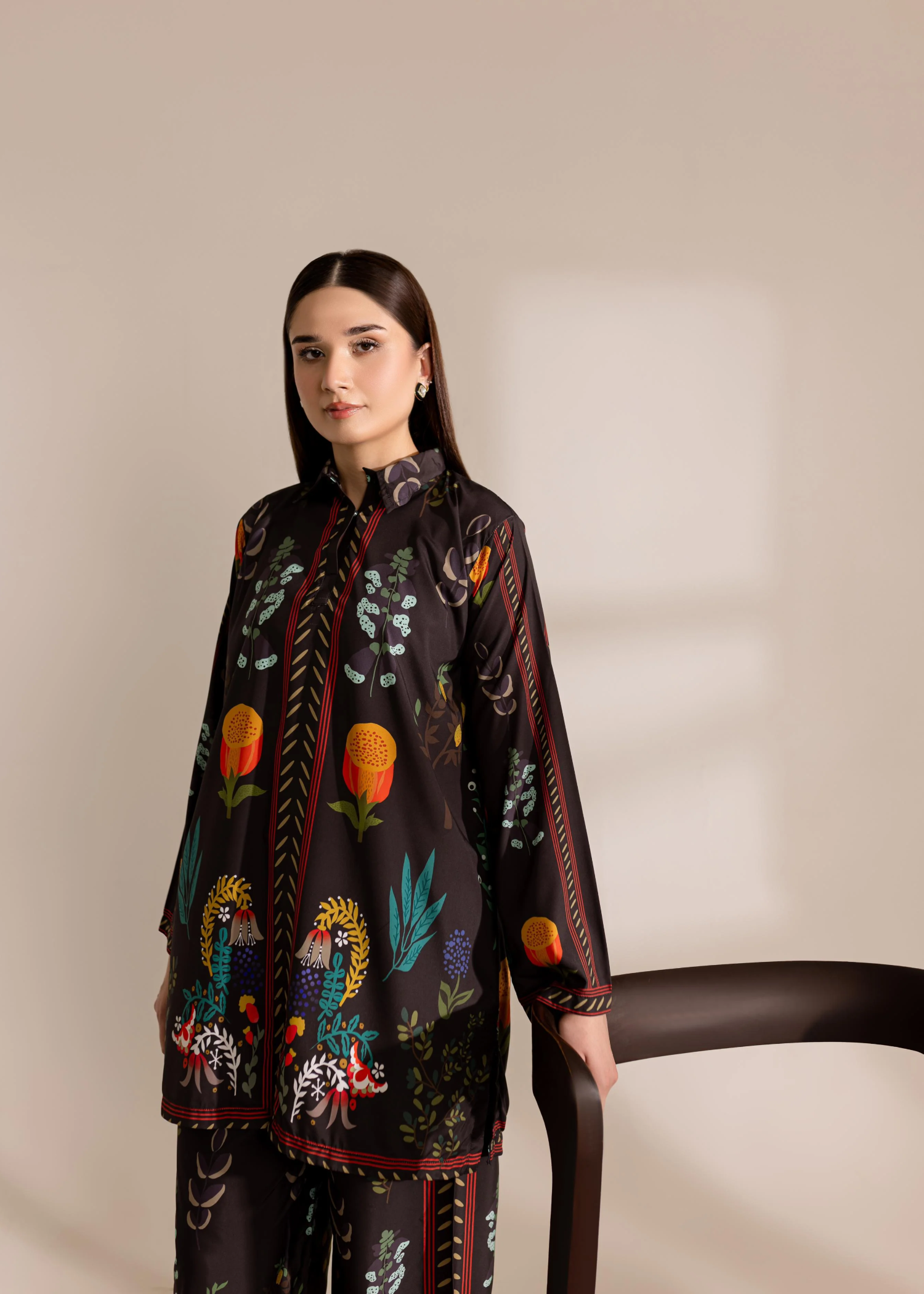 poly lawn Co Ord Sets in Black