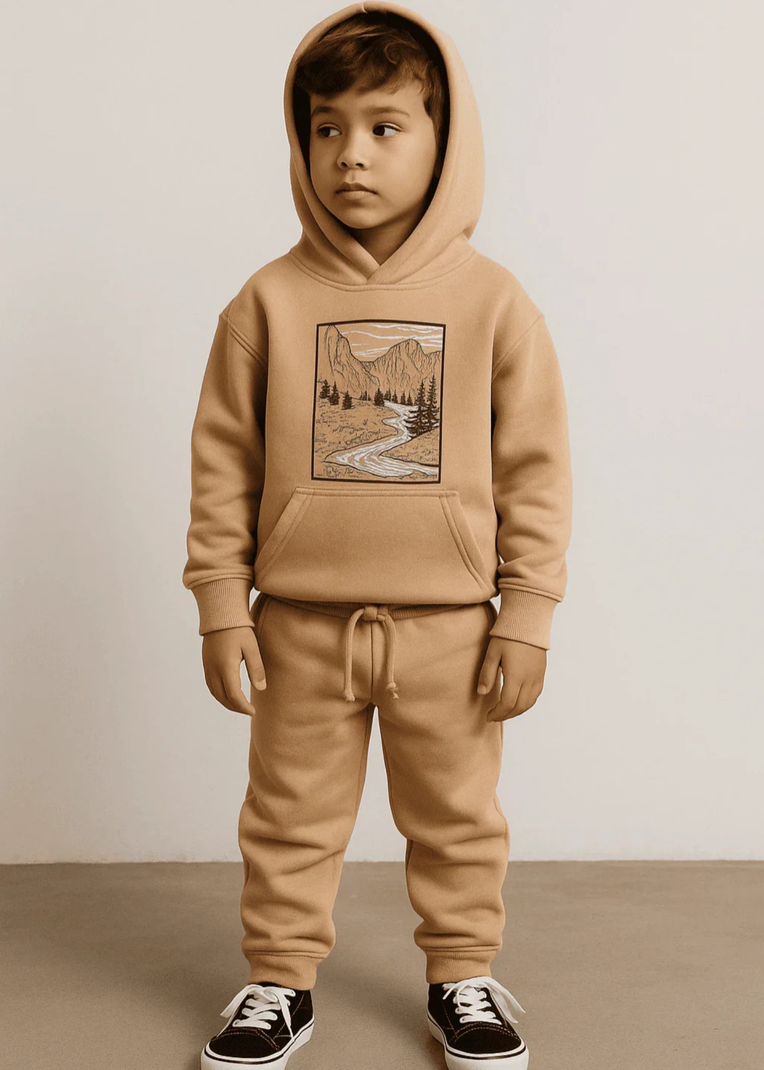 polycotton Hoodie in Beige