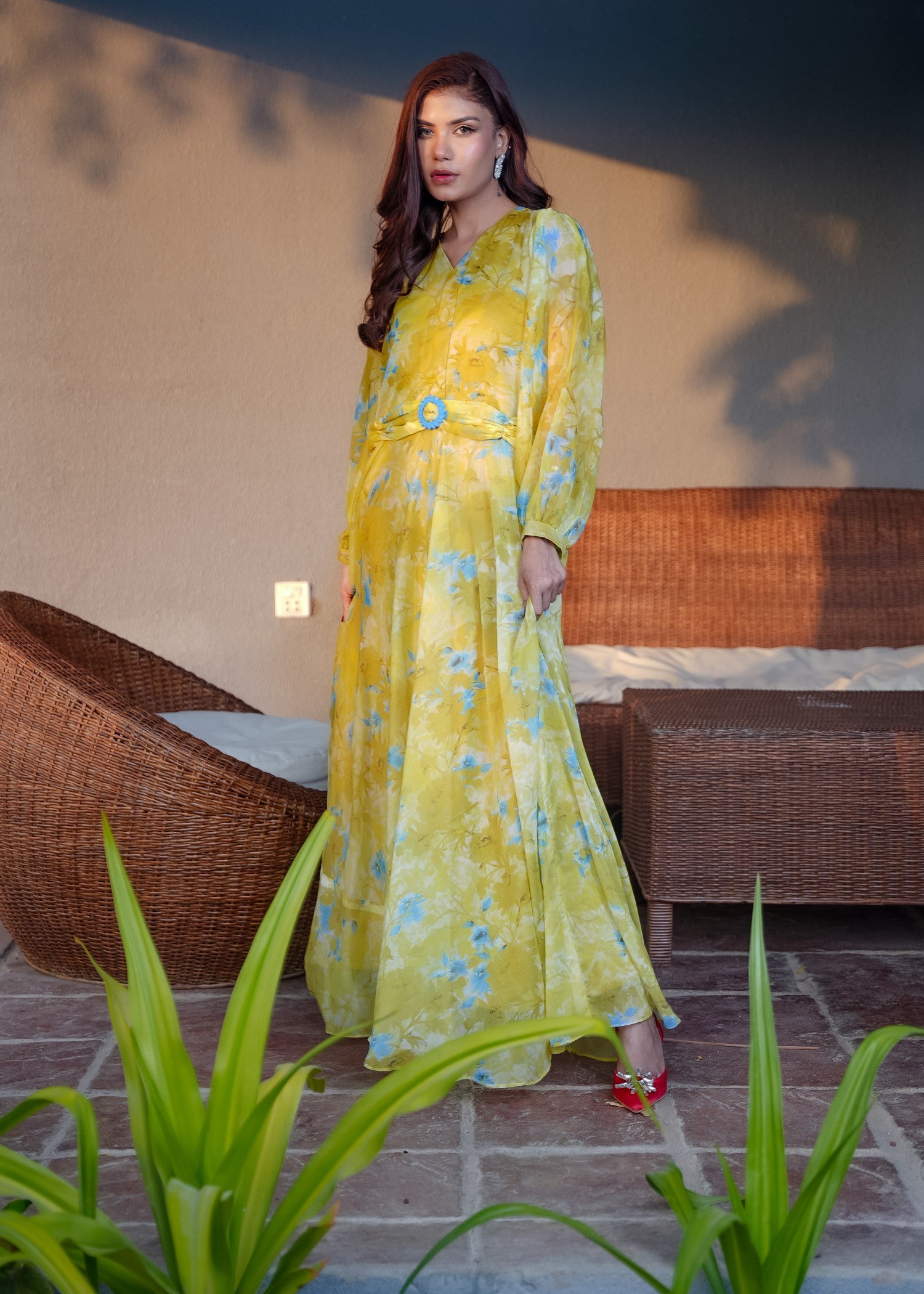silk charmeuse Maxi in Mellow yellow