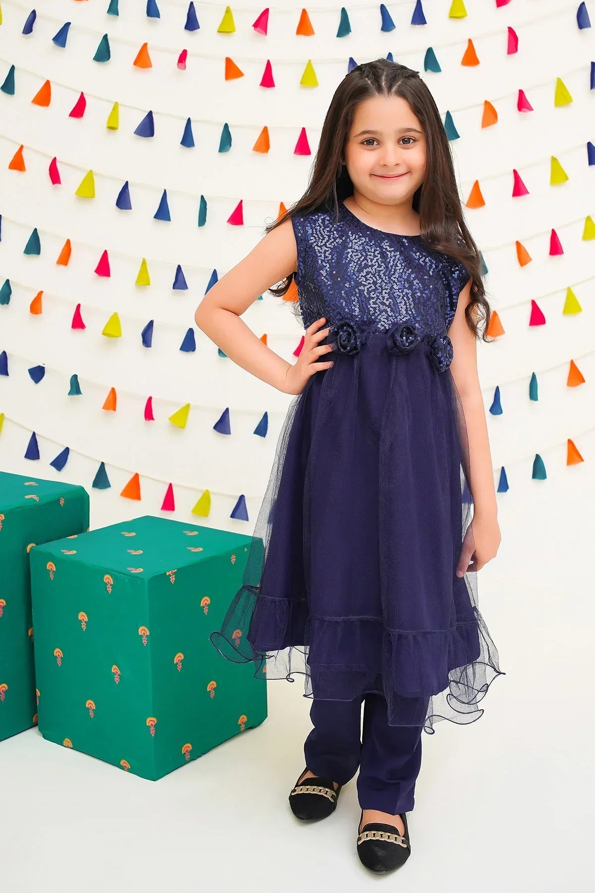 net Pishwas in Navy blue