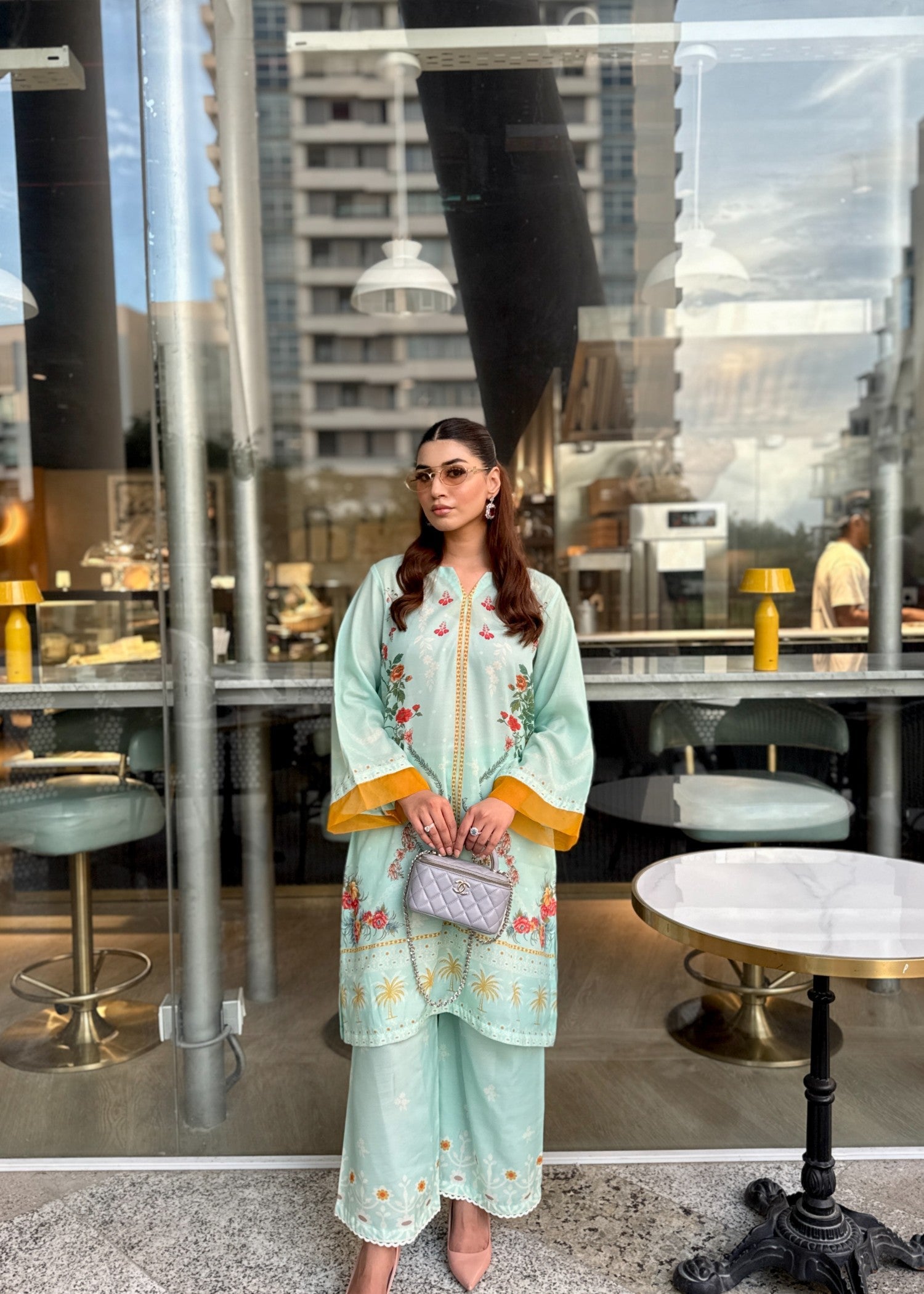 swiss lawn Co ord Sets in Mint green