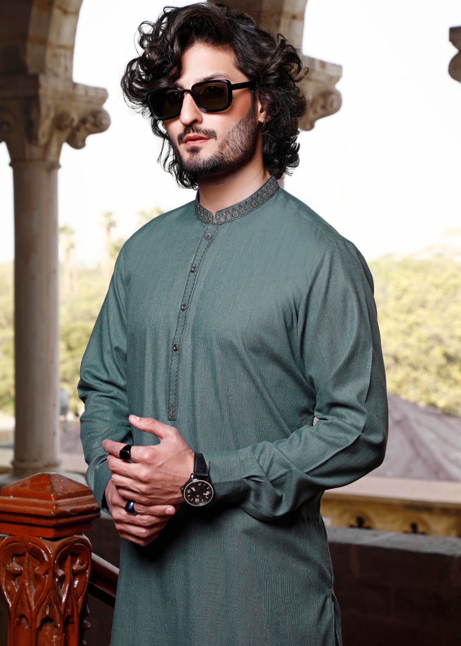 wash & wear Shalwar Kameez in Green