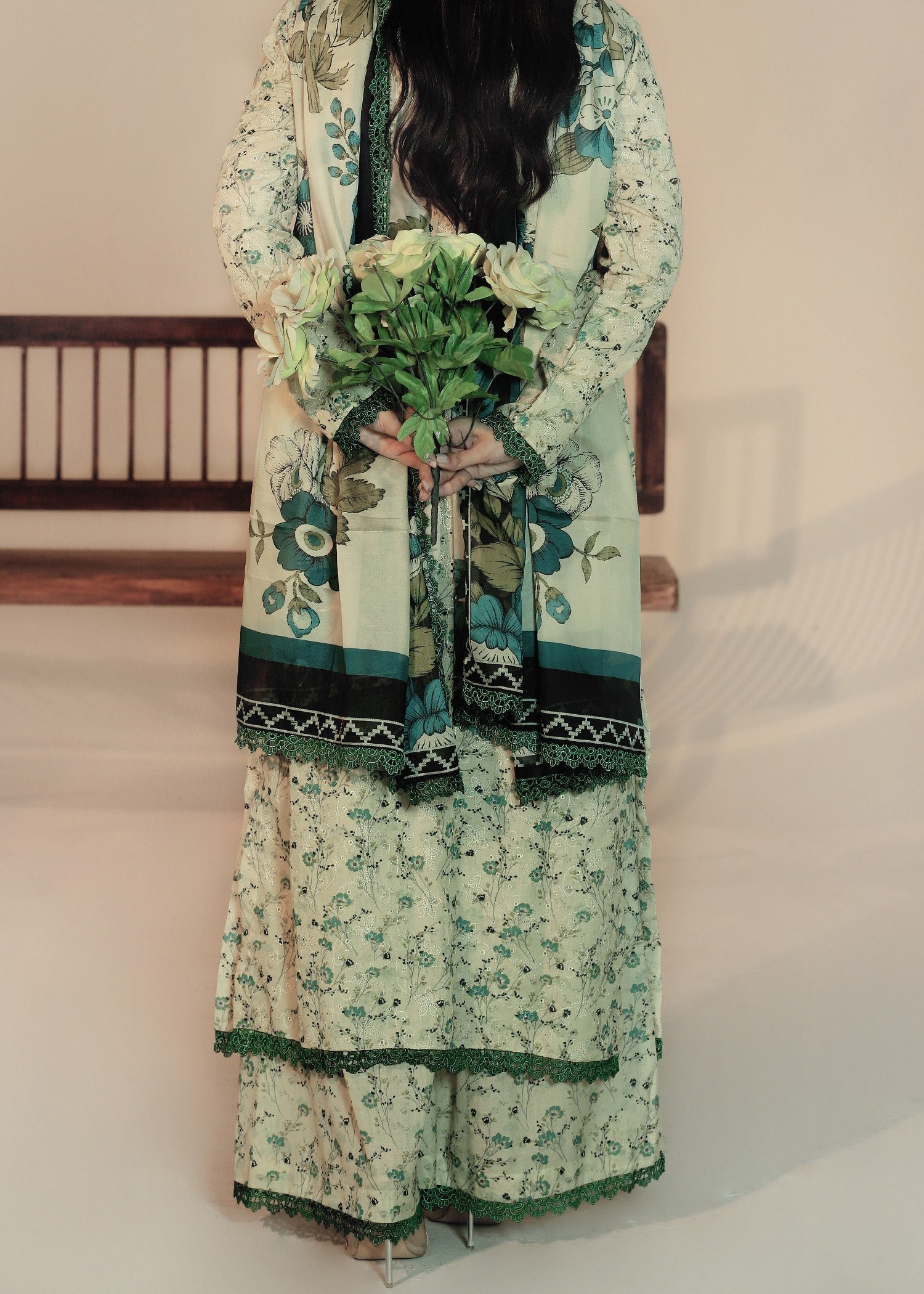 blended cambric Unstitched in Pistachio green