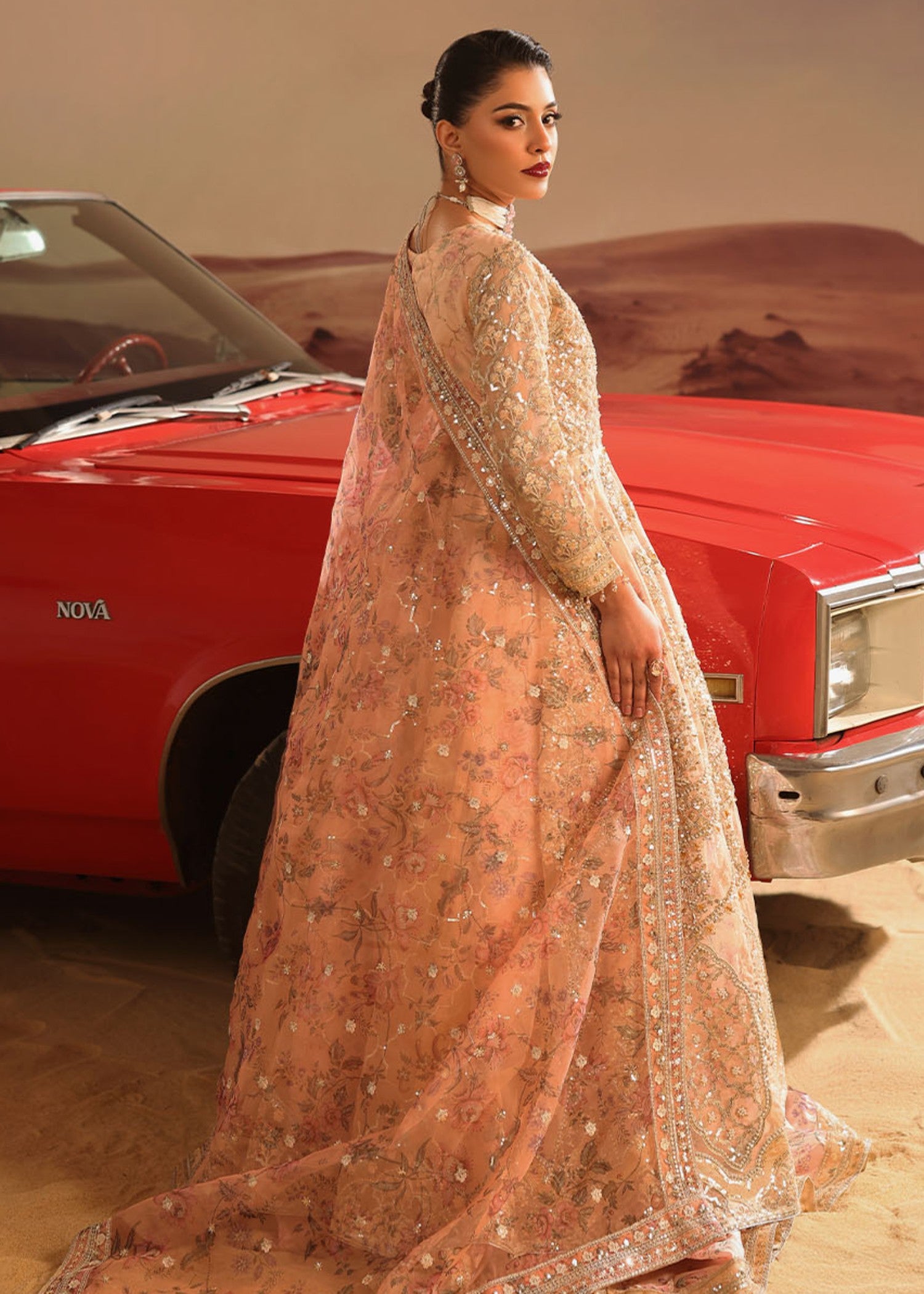 organza Maxi in Peach orange