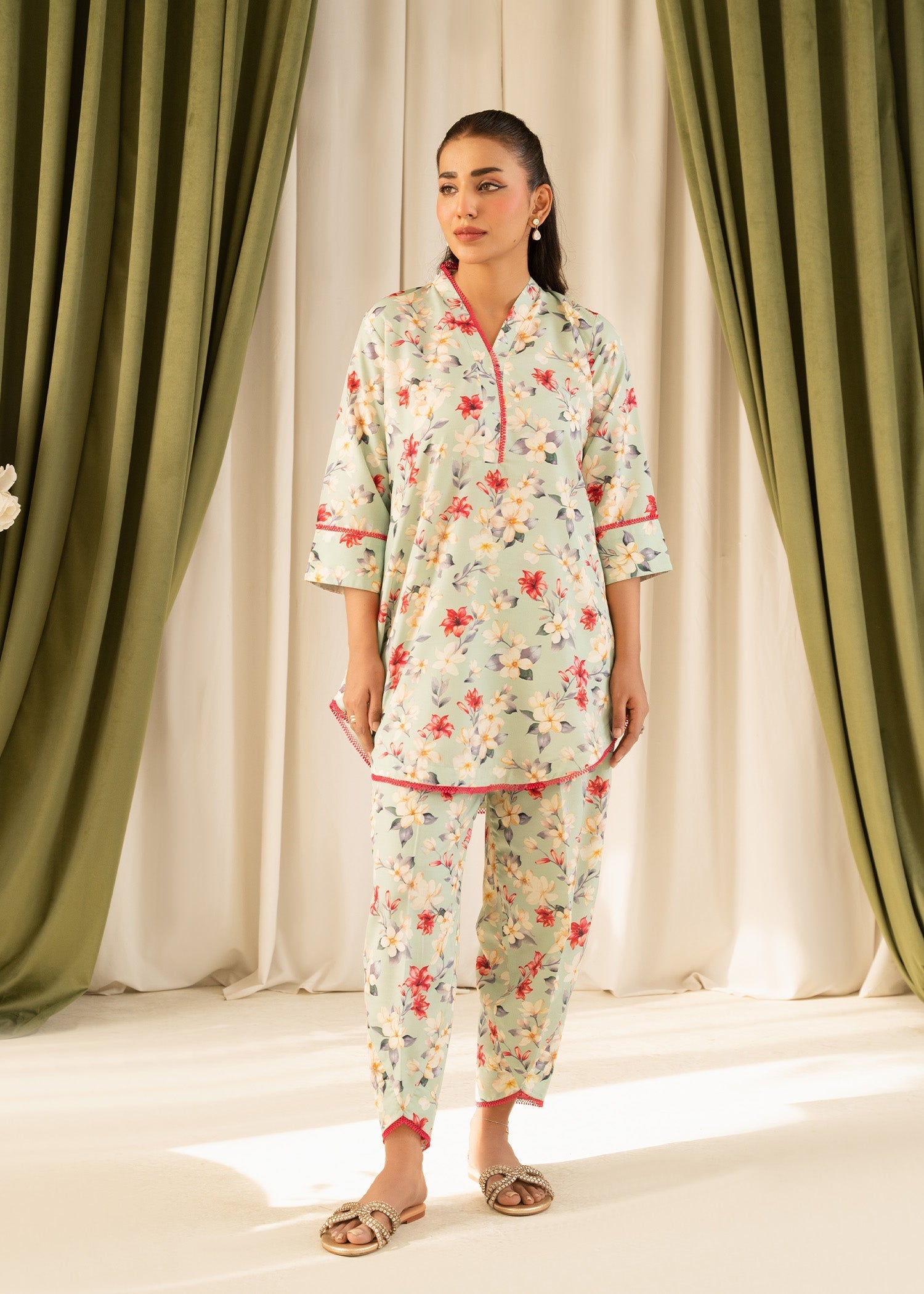 lawn Co Ord Sets in Pistachio green