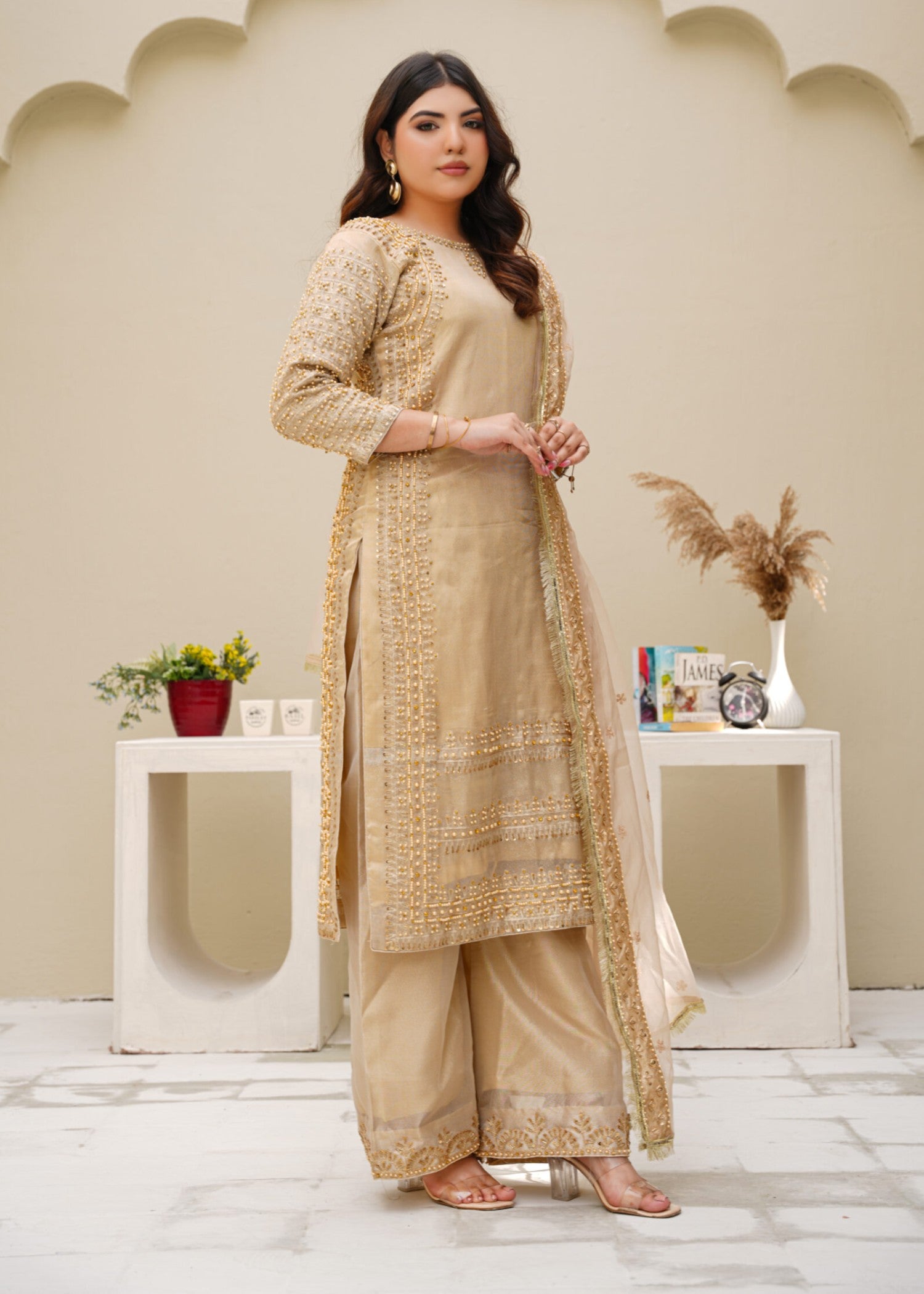 masuri Kurta Set in Ivory