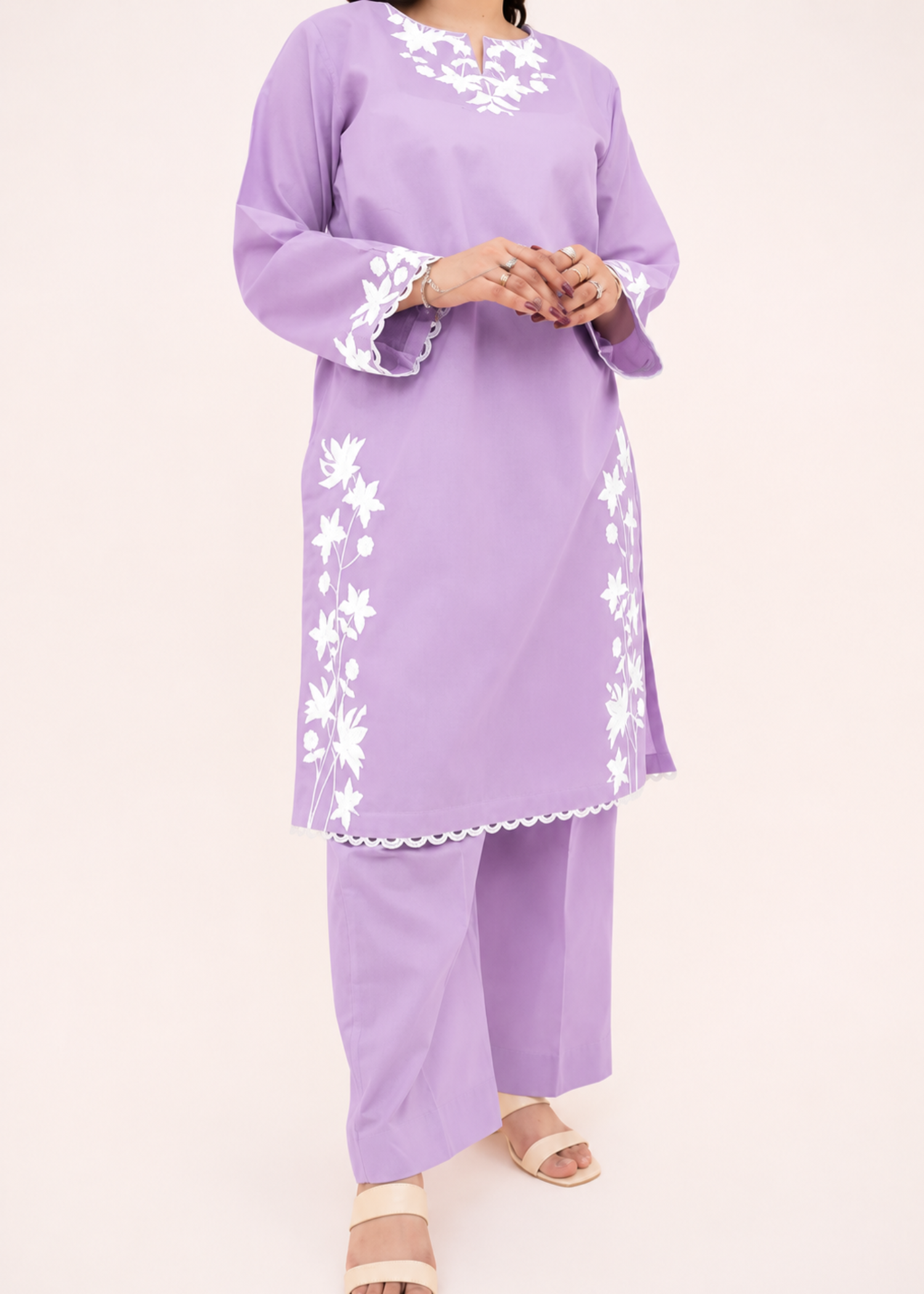 linen Kurta Set in Violet