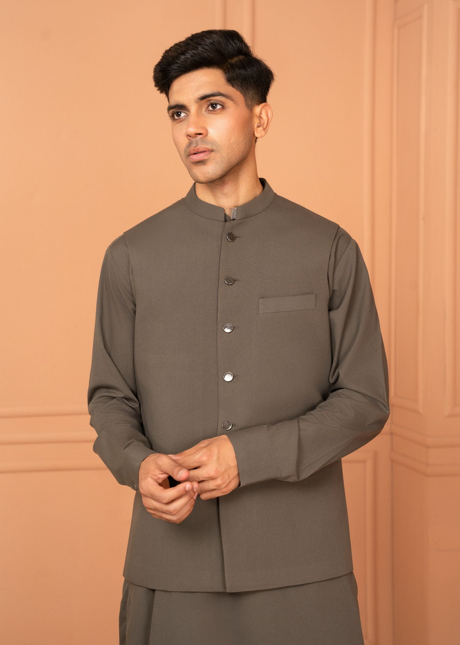wash & wear Waistcoat in Slate grey