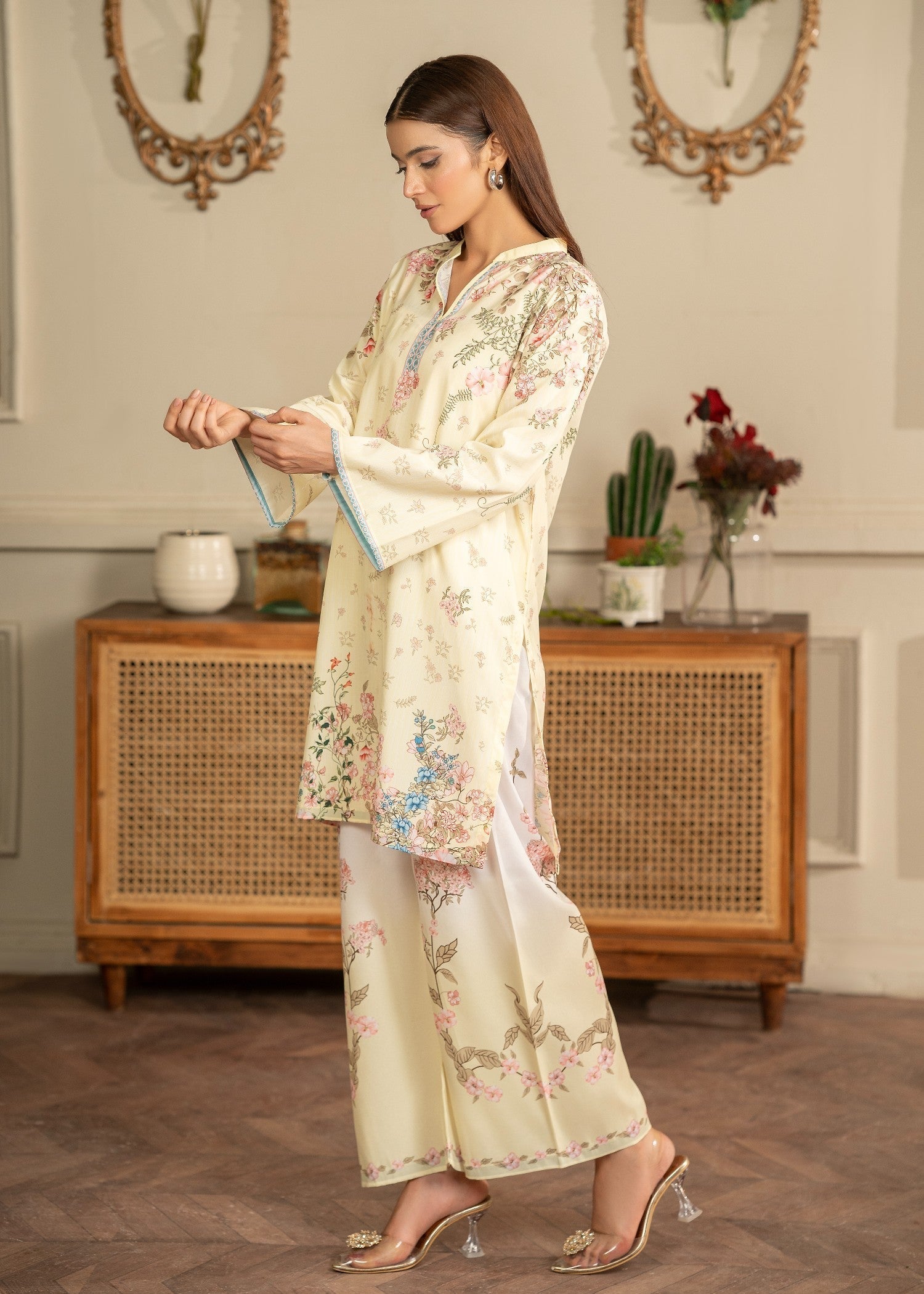 crepe Co Ord Sets in Light yellow