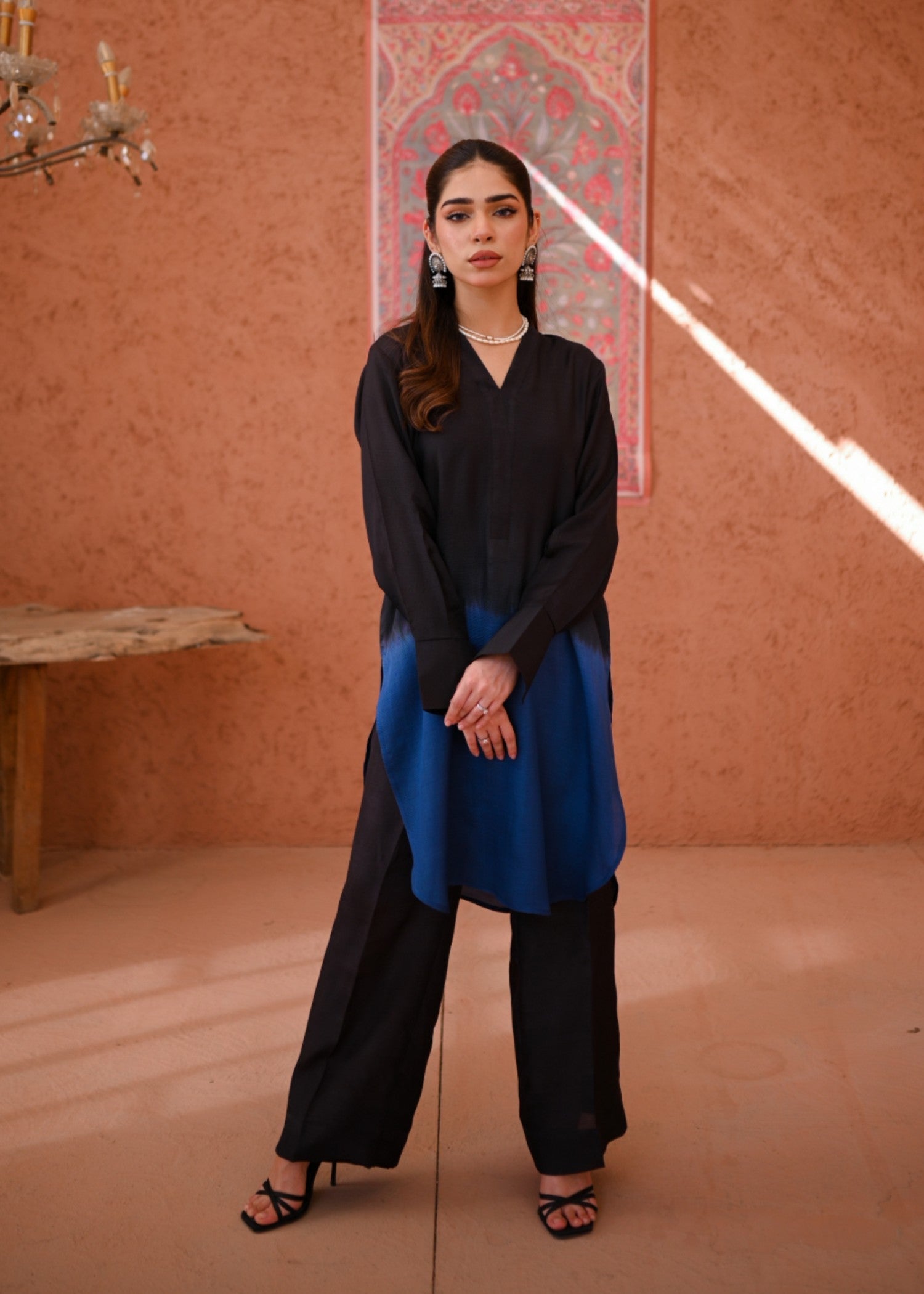 raw silk Co Ord Sets in Black