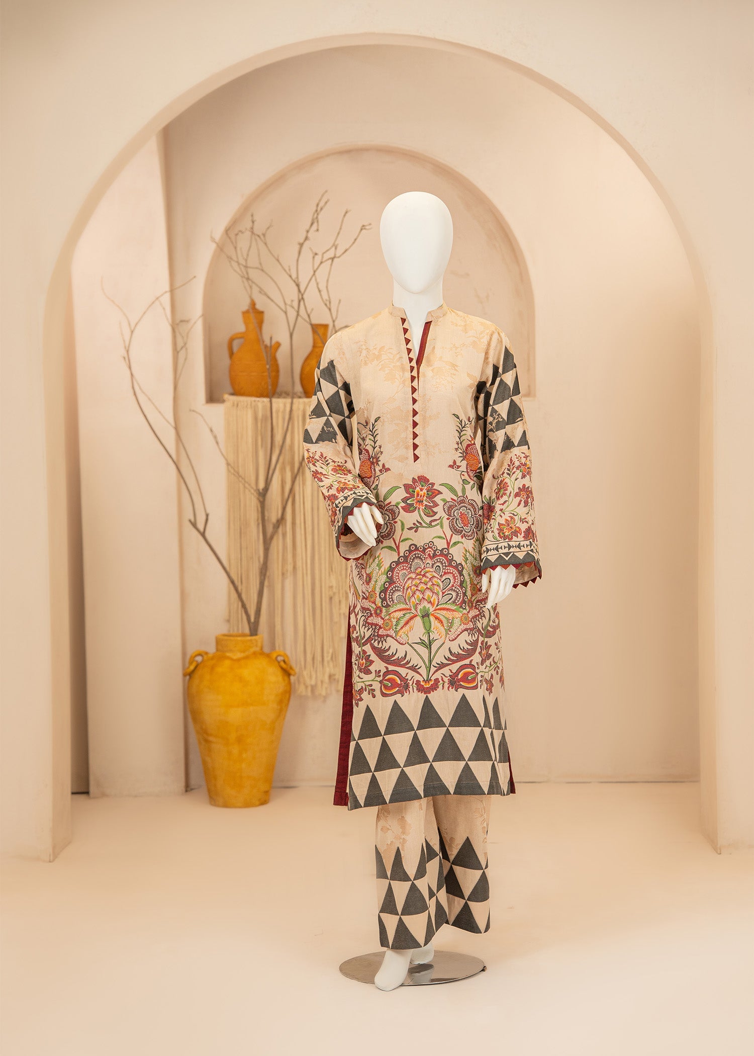 jacquard Co Ord Sets in Wheat