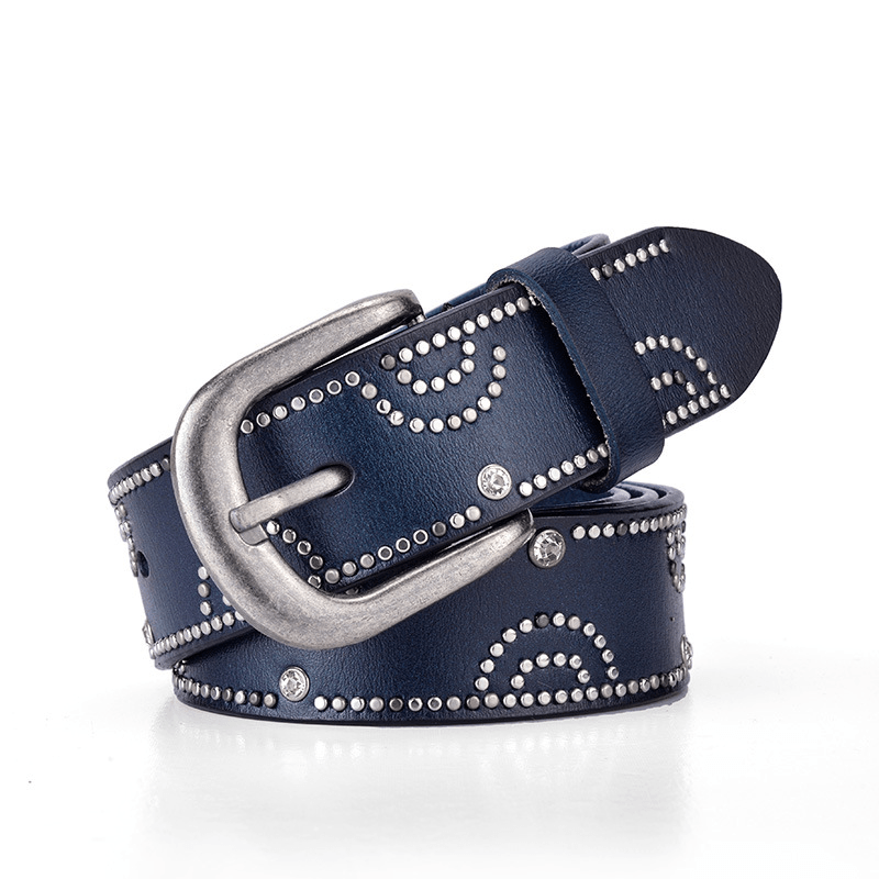Girly Pants Belt with Rhinestone Inlaid Alloy Pin Buckle