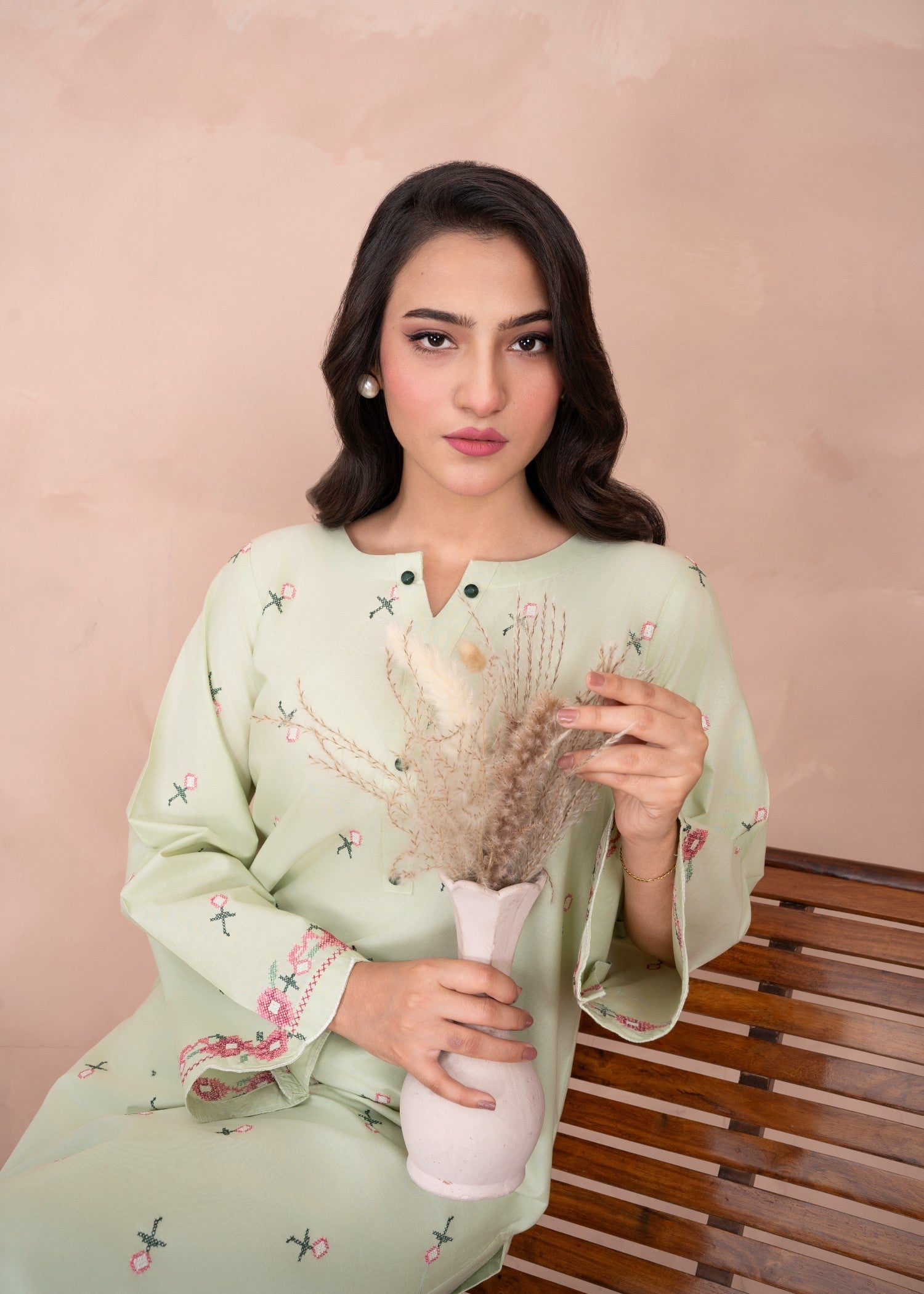 cotton Kurta Set in Mint green