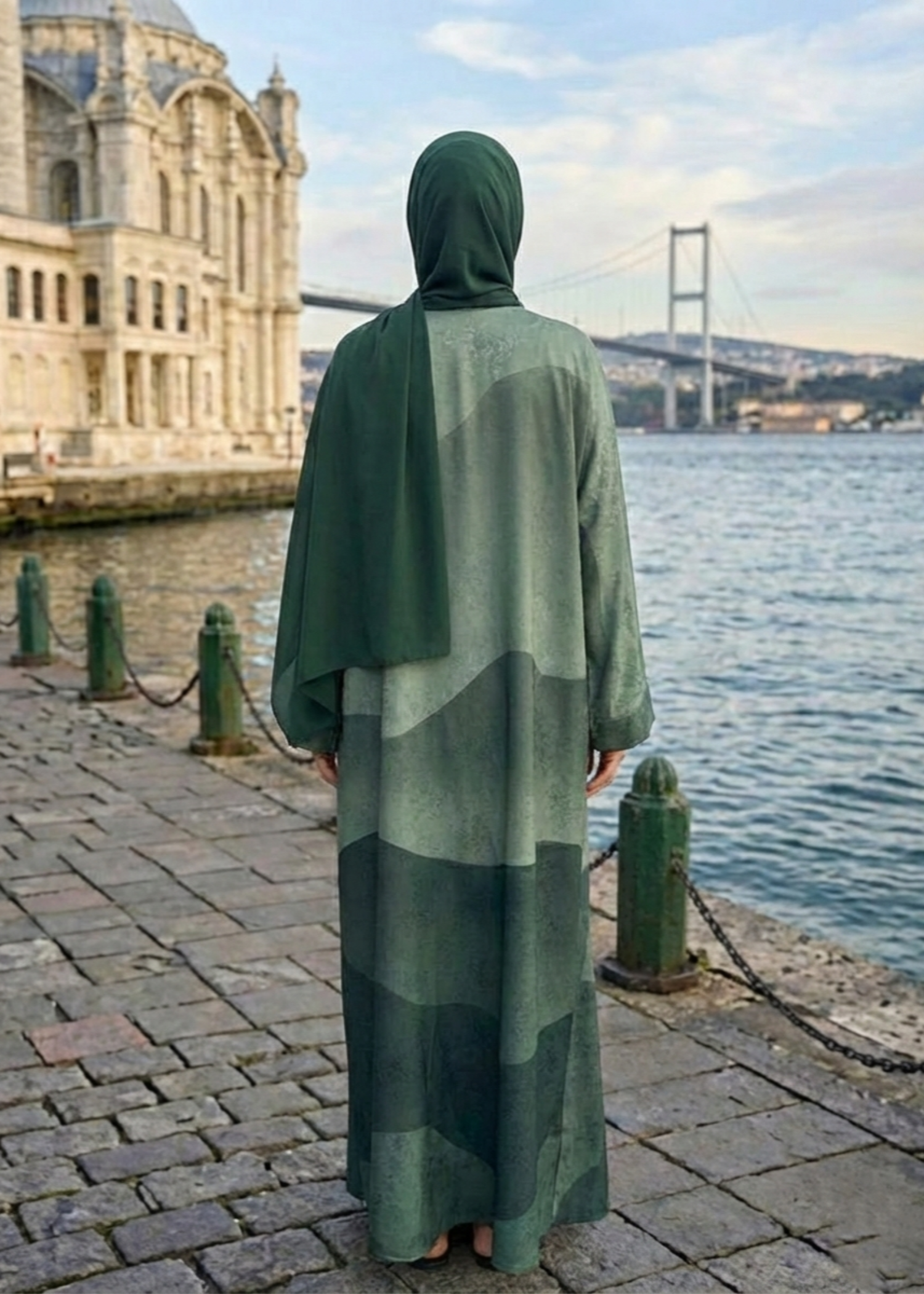 jacquard georgette Abaya in Green