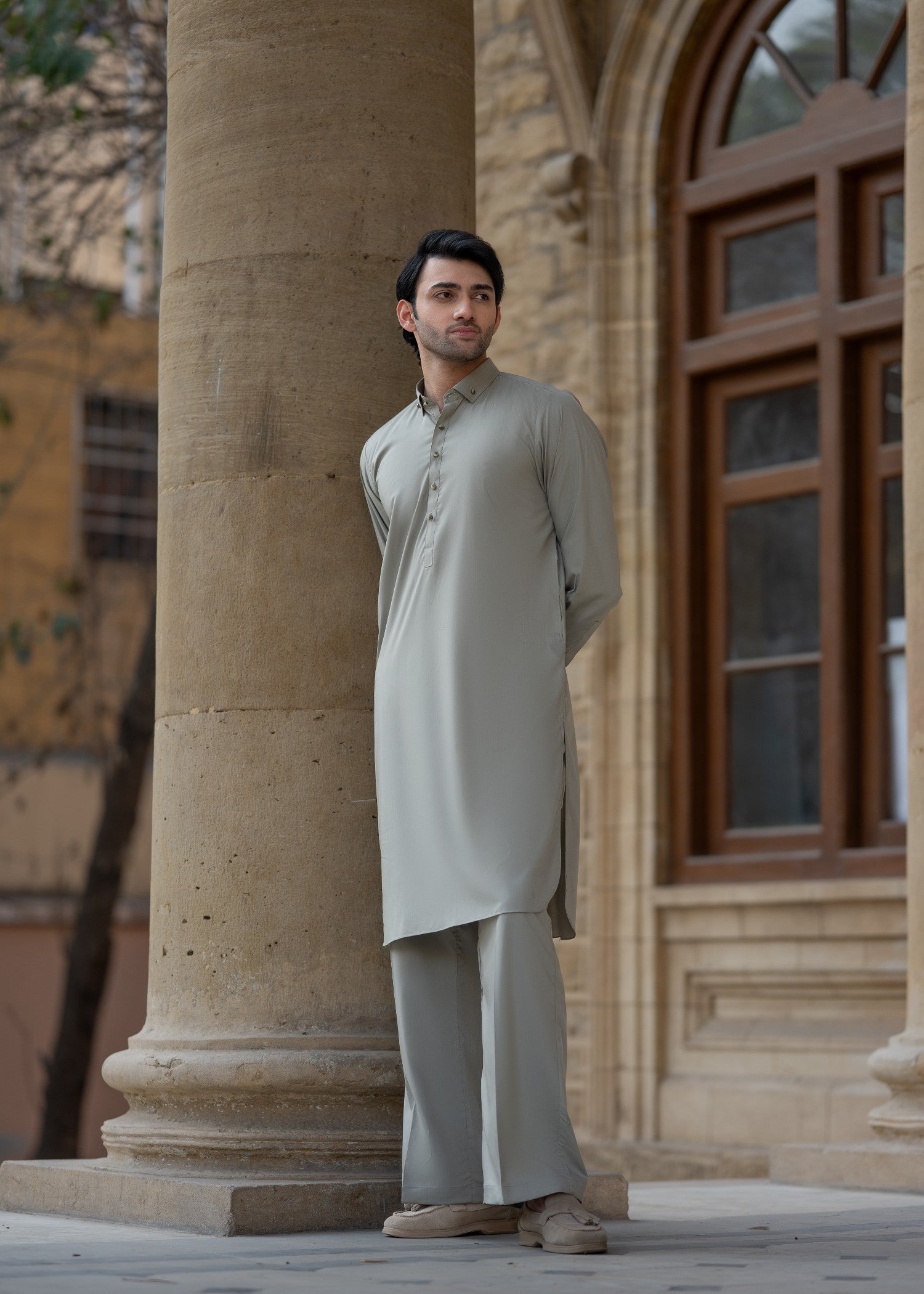 wash & wear Kurta Set in Sage green