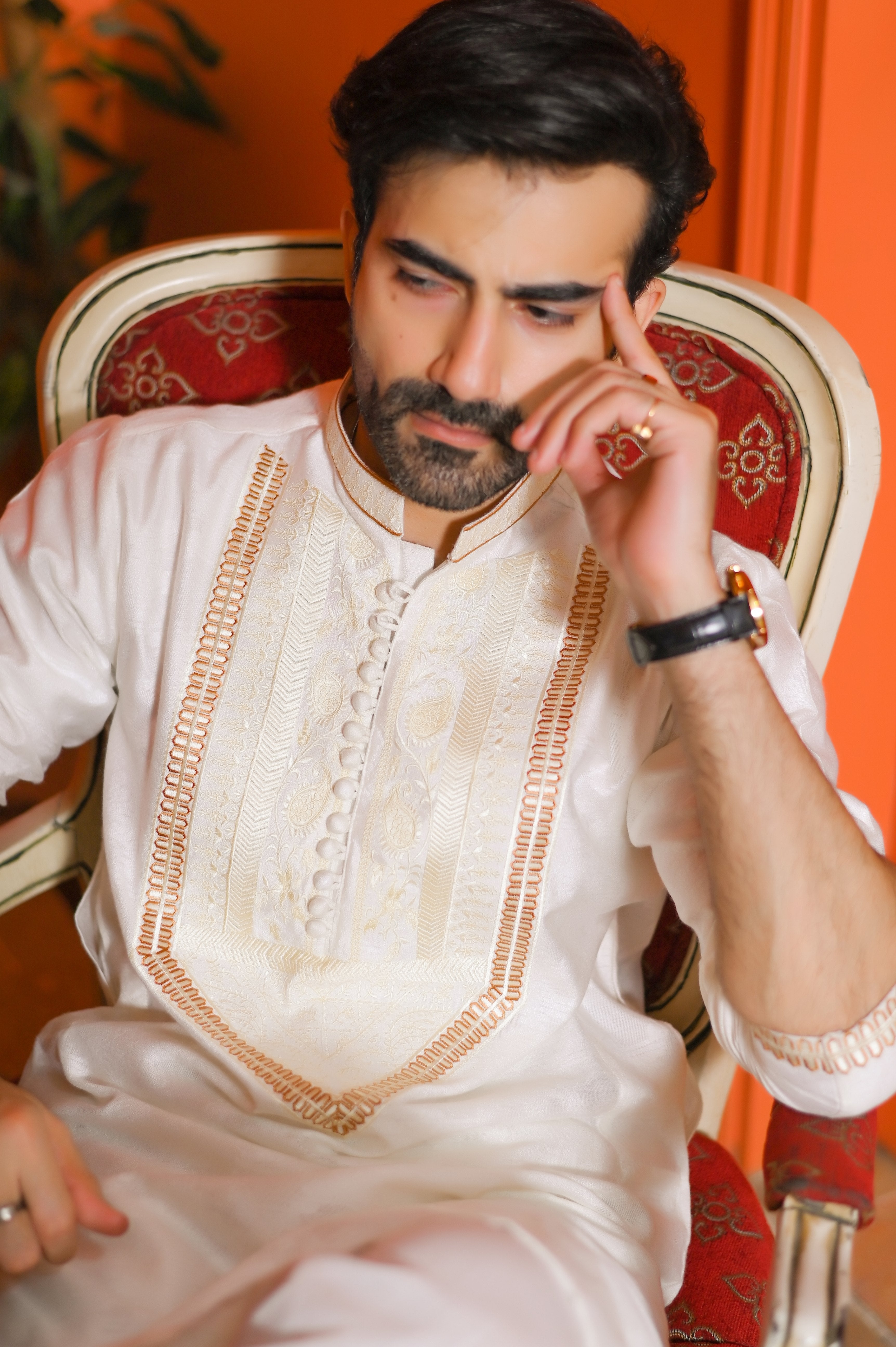 cotton net Kurta in White