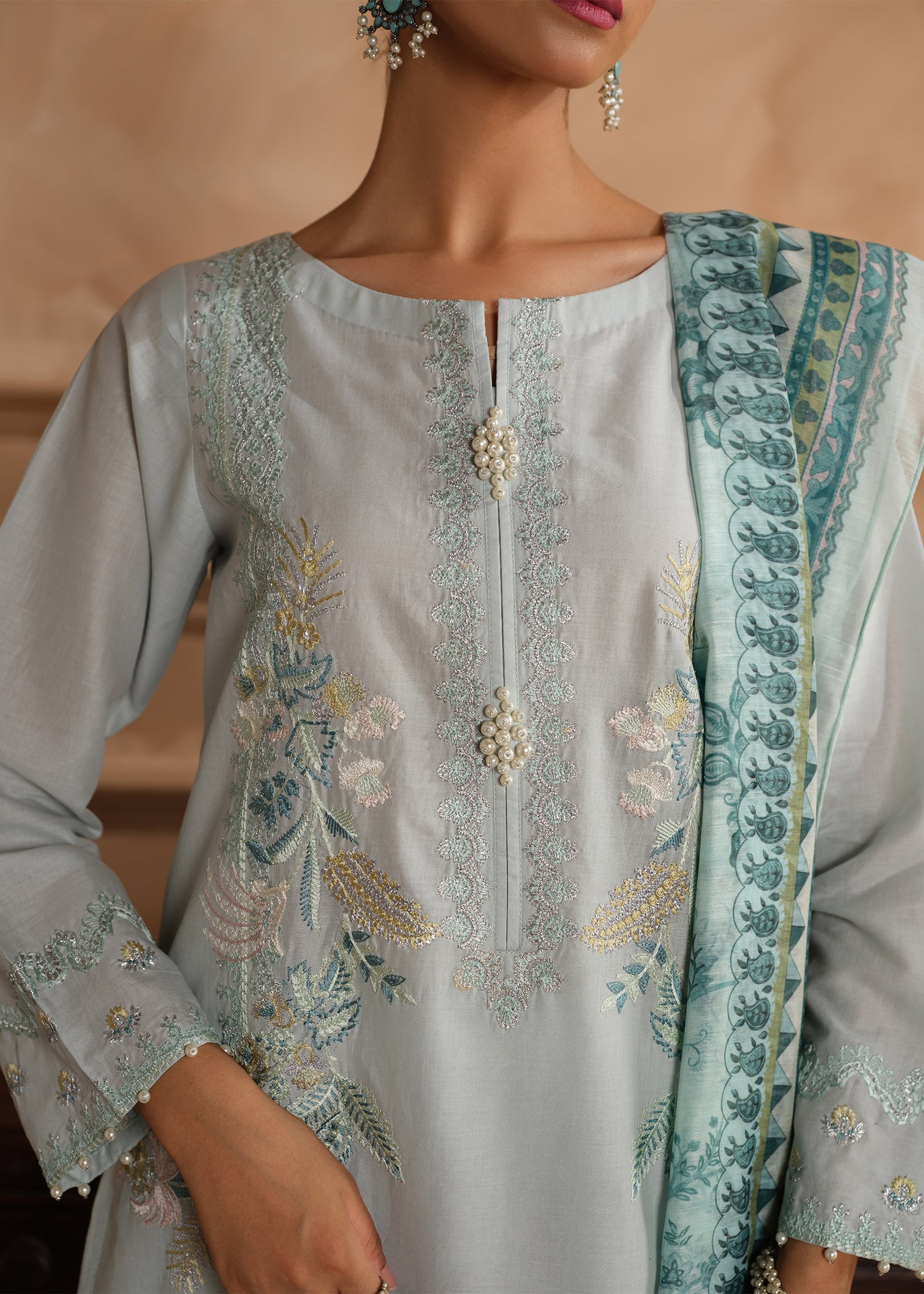 lawn Kurta Set in Cloud blue