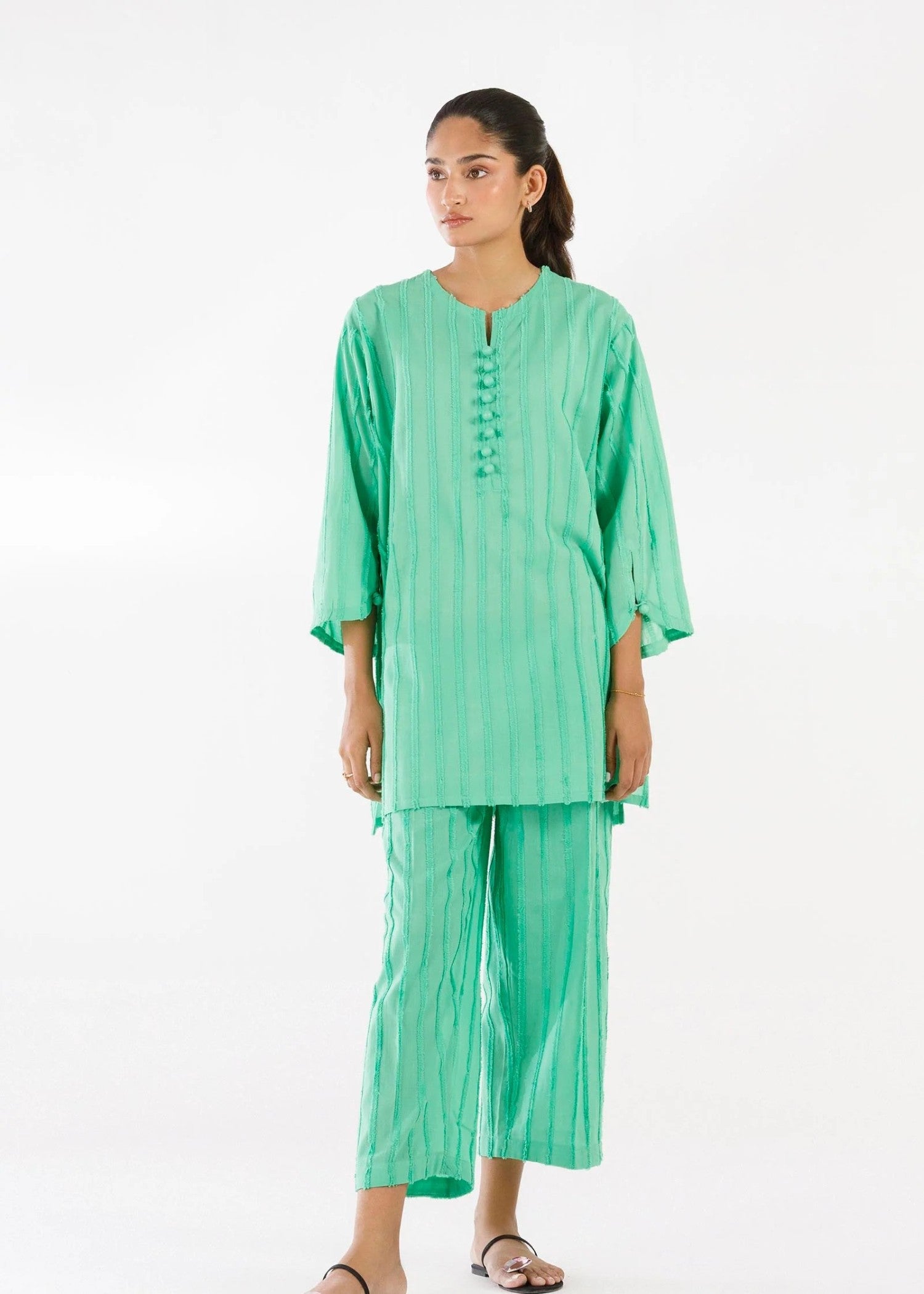 brochea jacquard Co Ord Sets in Emerald green