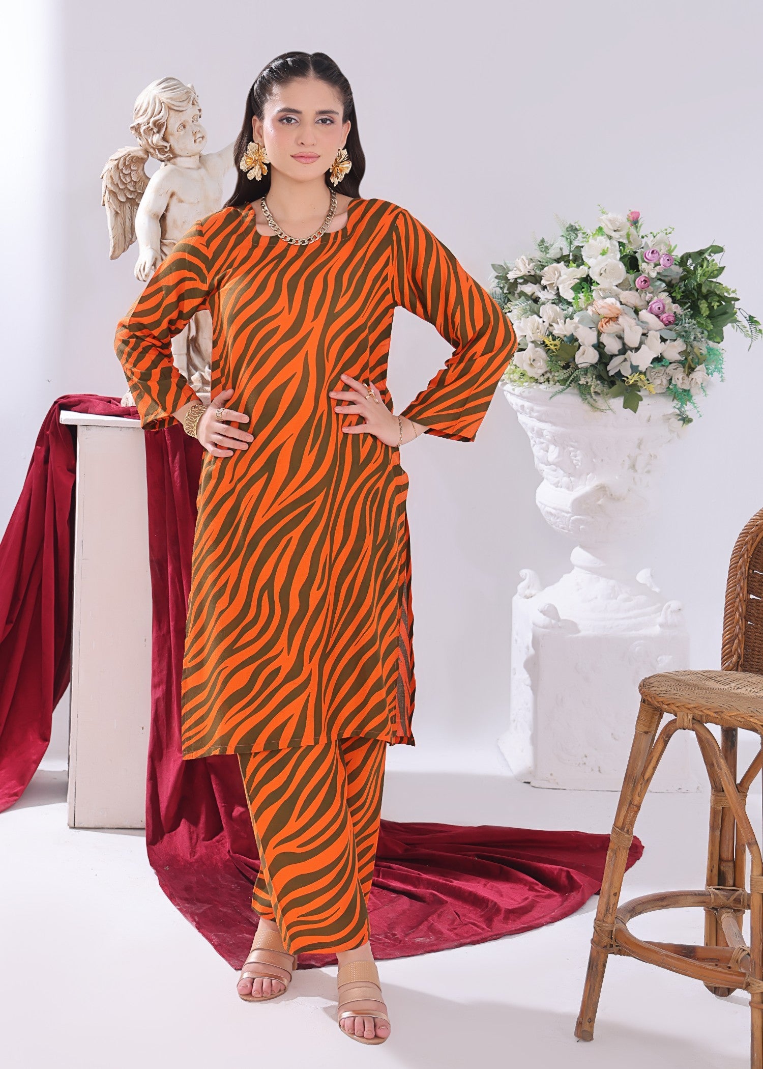 linen Co Ord Sets in Bronze orange