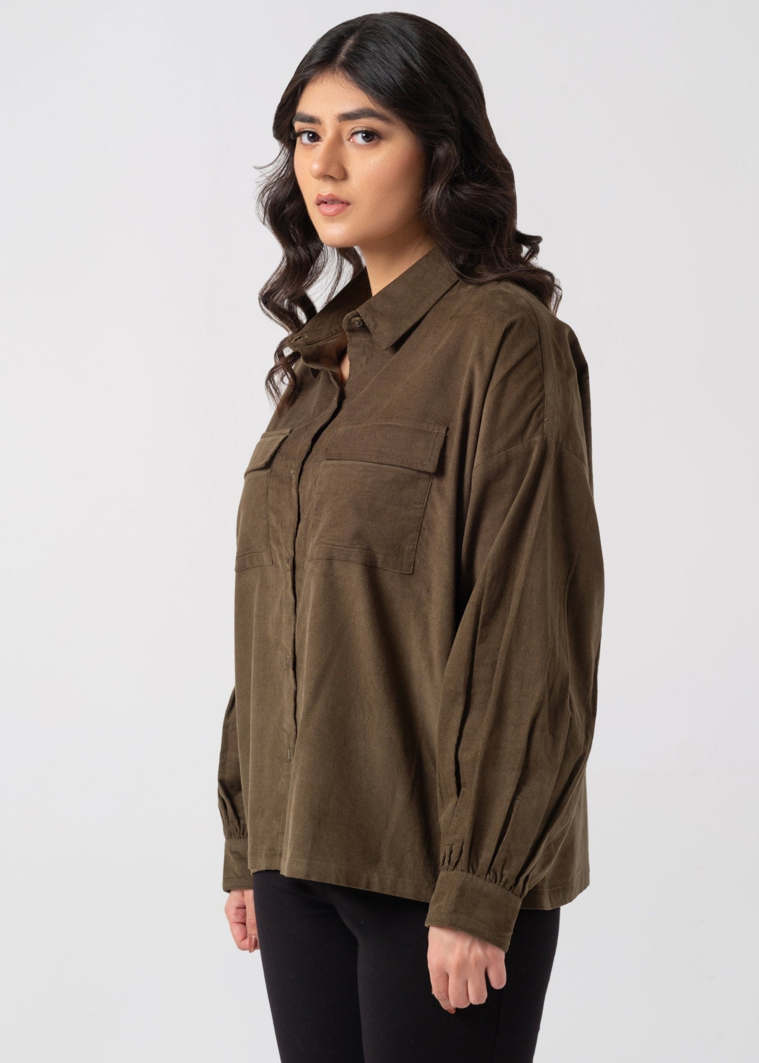 corduroy Top in Coffee brown
