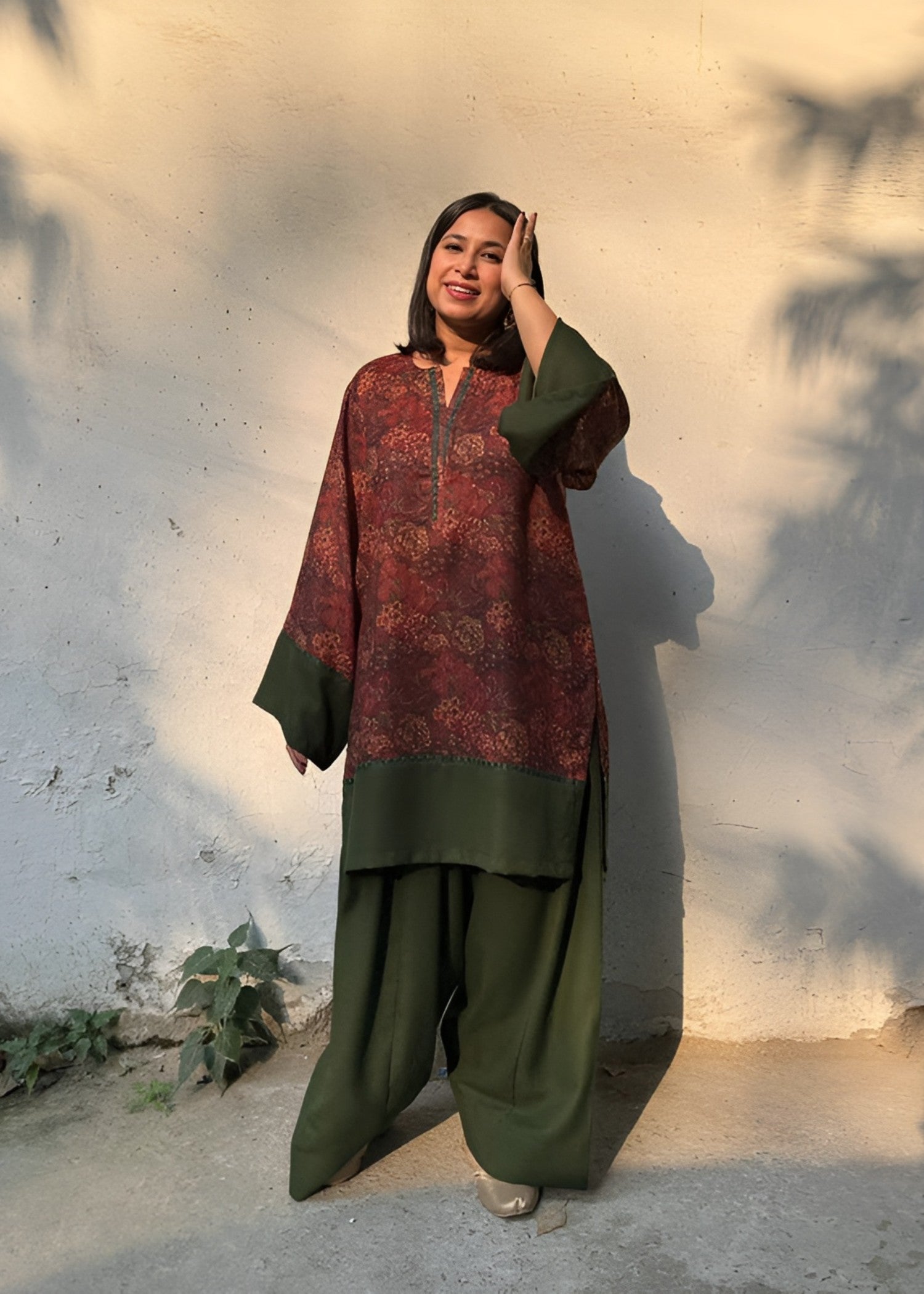 silk grip Kurta Set in Bottle green