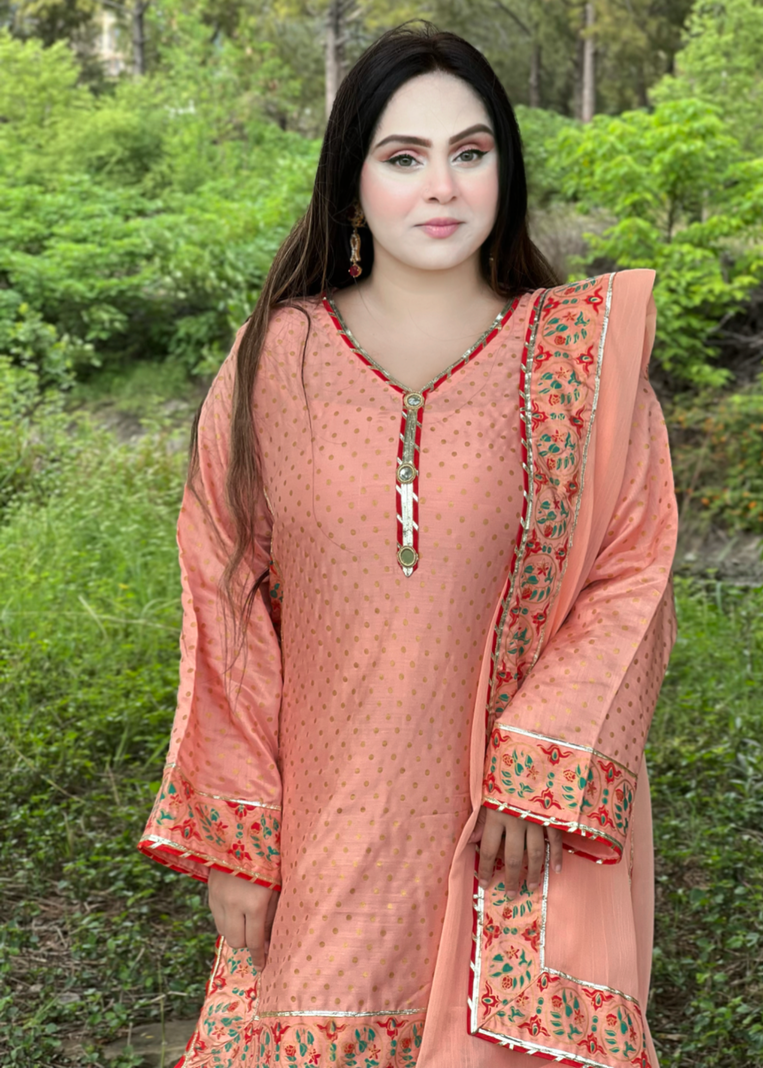 viscose Kurta Set in Peach pink